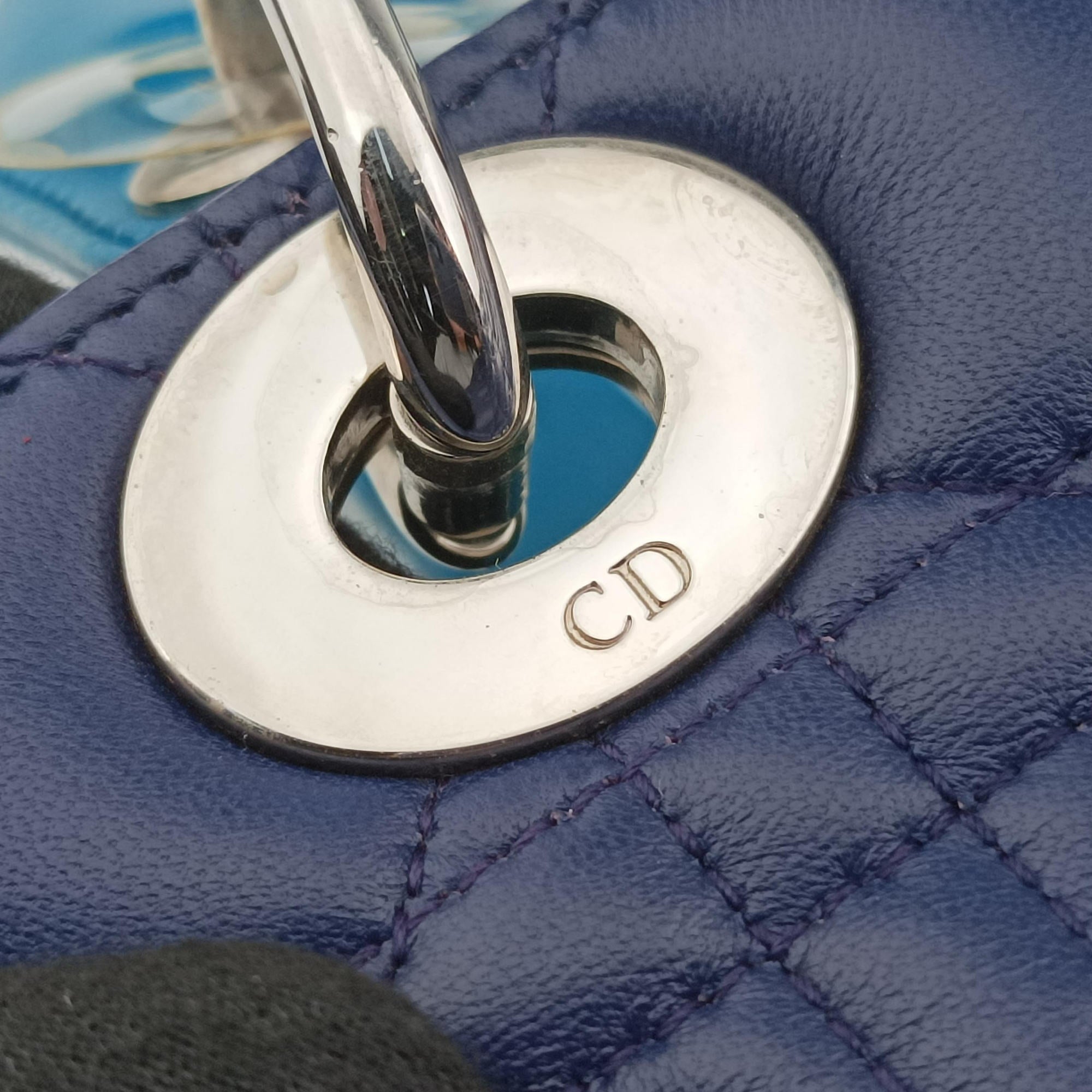 Lady Dior Navy×Pink×Light Blue lambskin 11-MA-1101レディディオール ネイビー×ピンク×ライトブルー ラムスキン 11-MA-1101