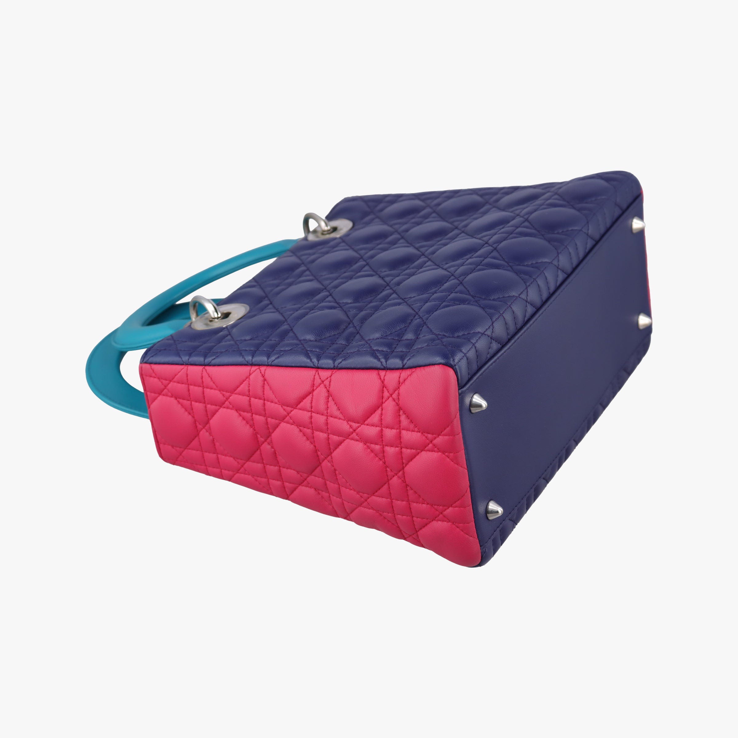 Lady Dior Navy×Pink×Light Blue lambskin 11-MA-1101レディディオール ネイビー×ピンク×ライトブルー ラムスキン 11-MA-1101
