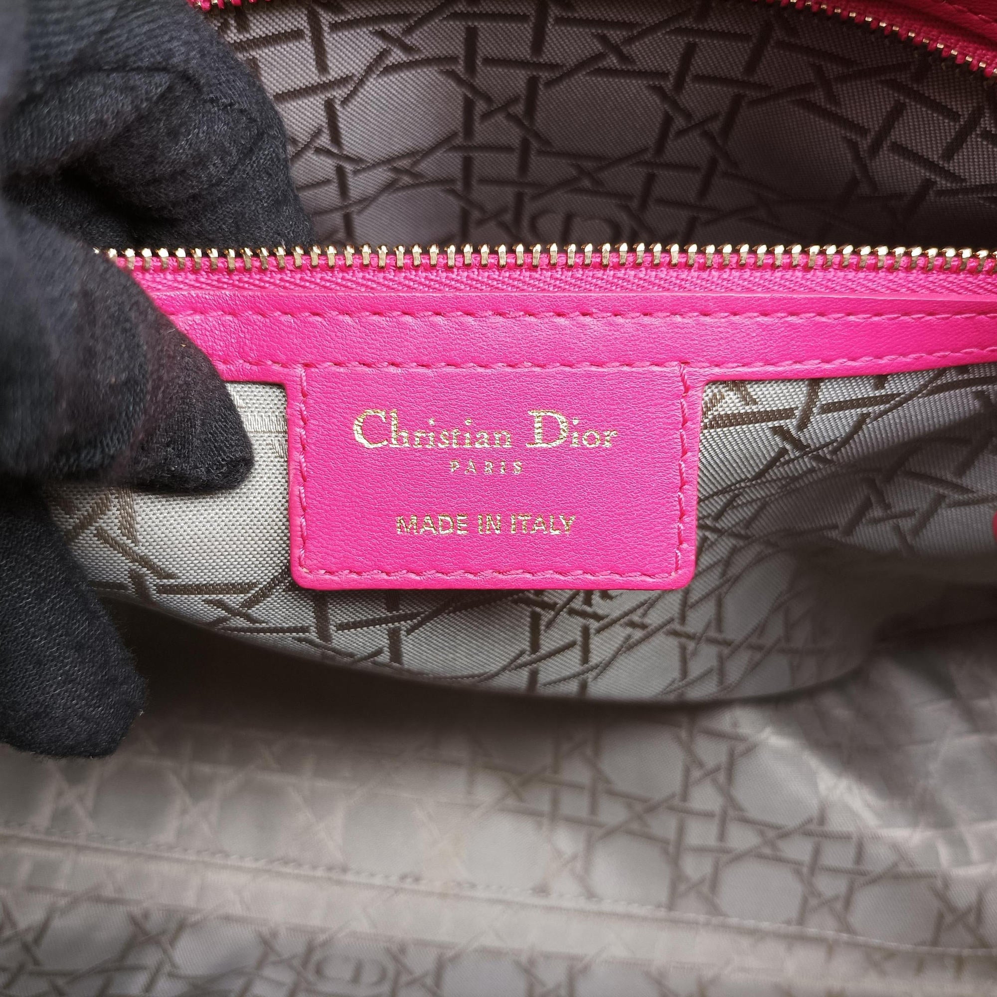 Lady Dior Rose lambskin 16-BO-0123レディディオール ローズ レッド ラムスキン 16-BO-0123