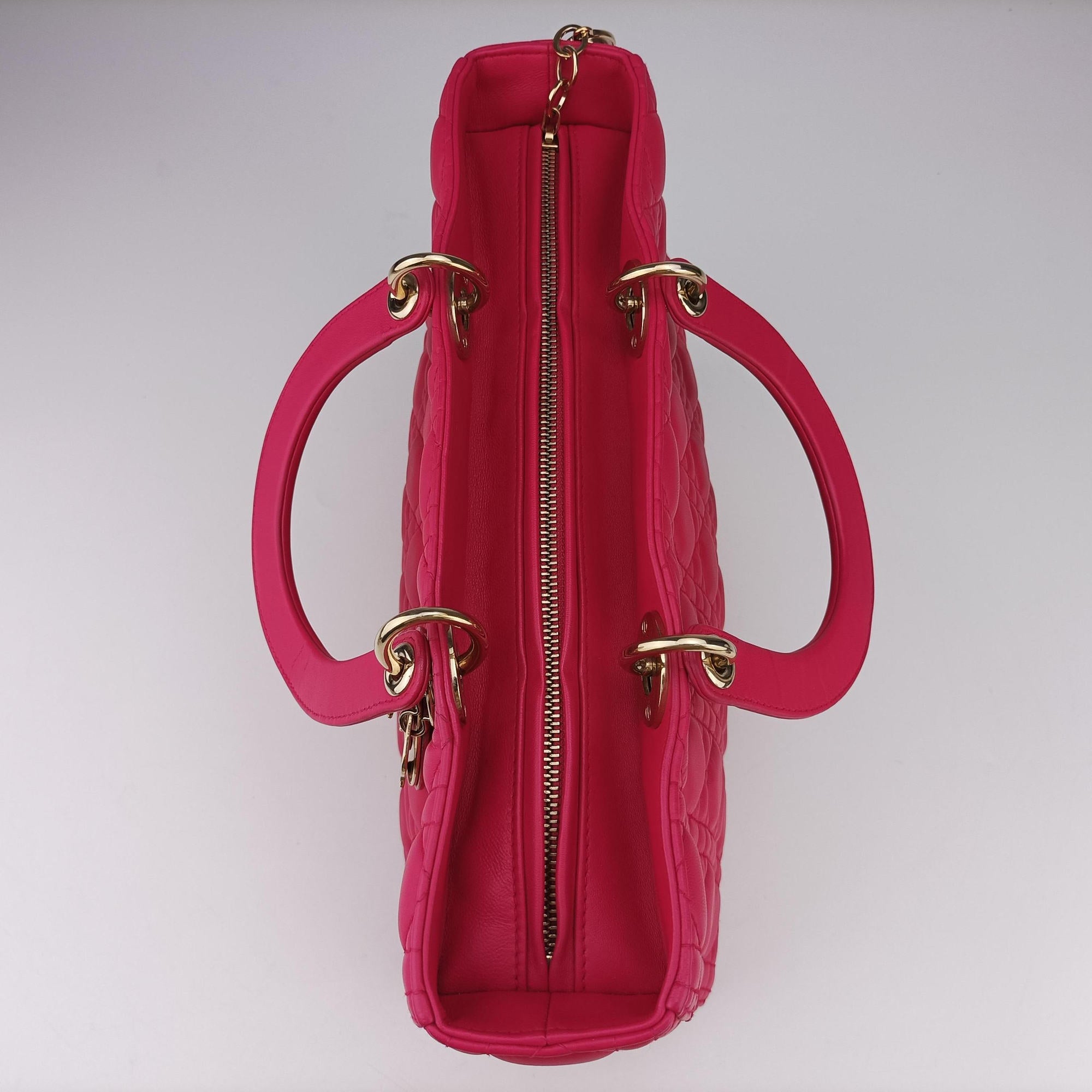 Lady Dior Rose lambskin 16-BO-0123レディディオール ローズ レッド ラムスキン 16-BO-0123