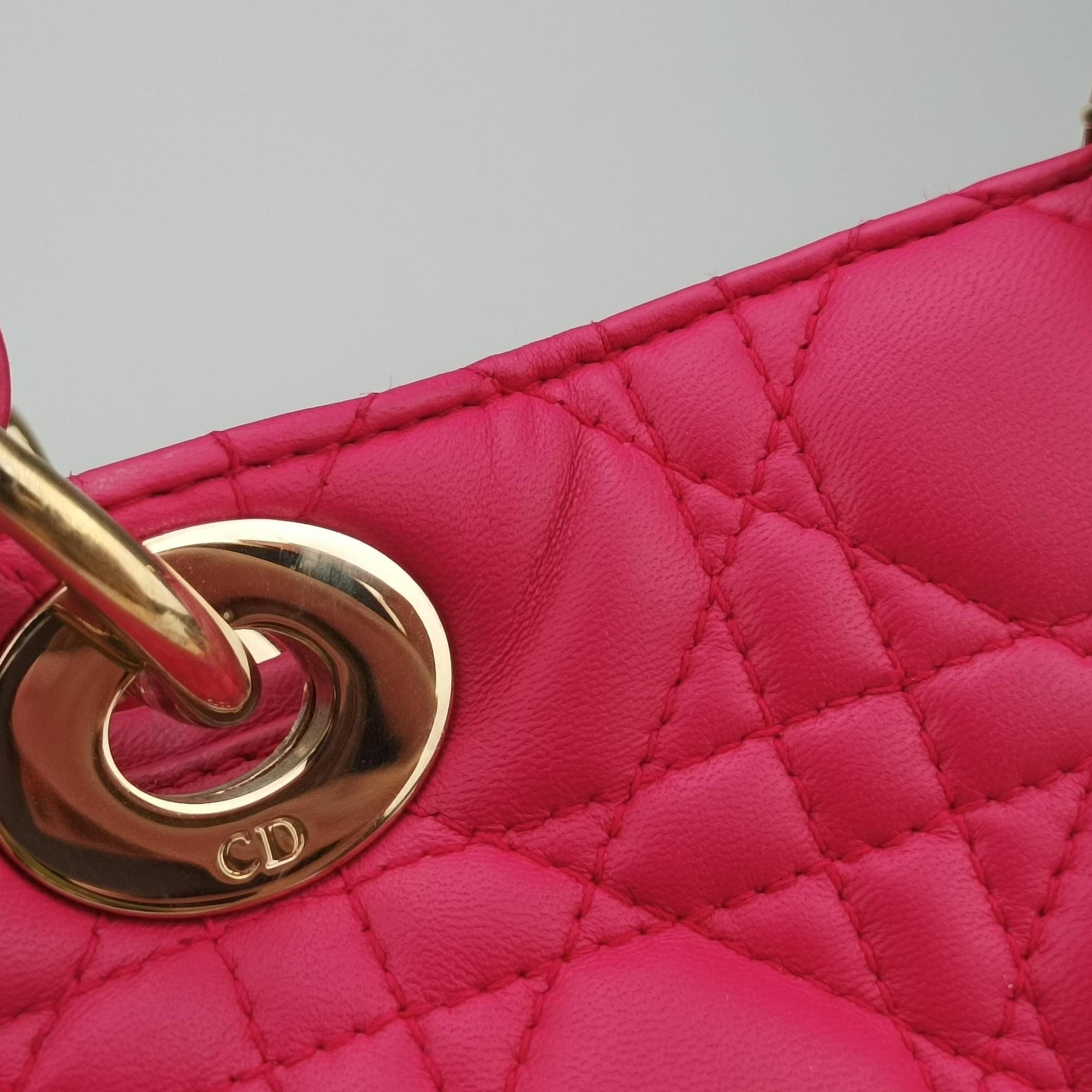 Lady Dior Rose lambskin 16-BO-0123レディディオール ローズ レッド ラムスキン 16-BO-0123