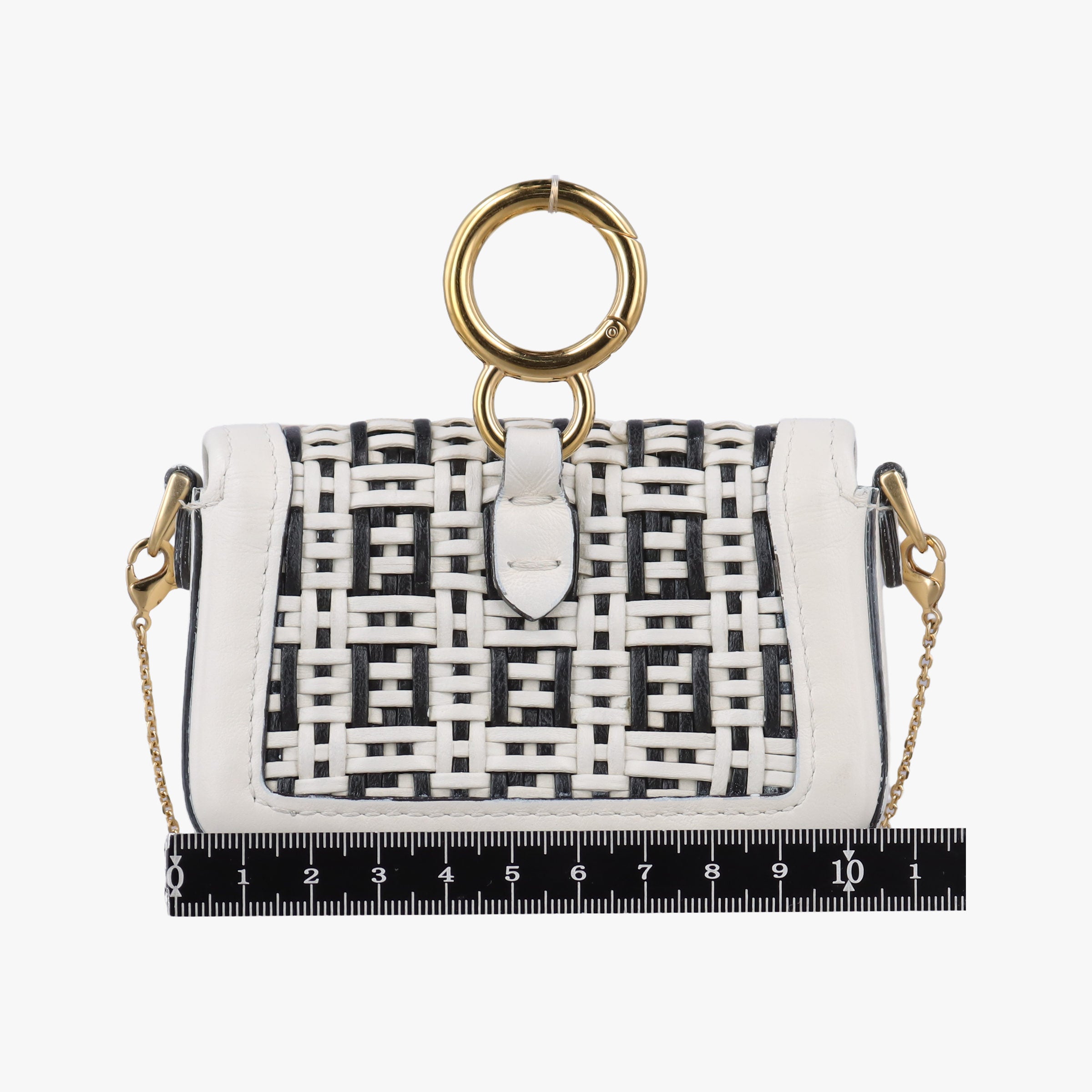Nano Baguette Charm Black/White Leather 7AR844 7AR844-AFC0-218-0189ナノ バゲット チャーム ブラック/ホワイト レザー 7AR844 7AR844-AFC0-218-0189