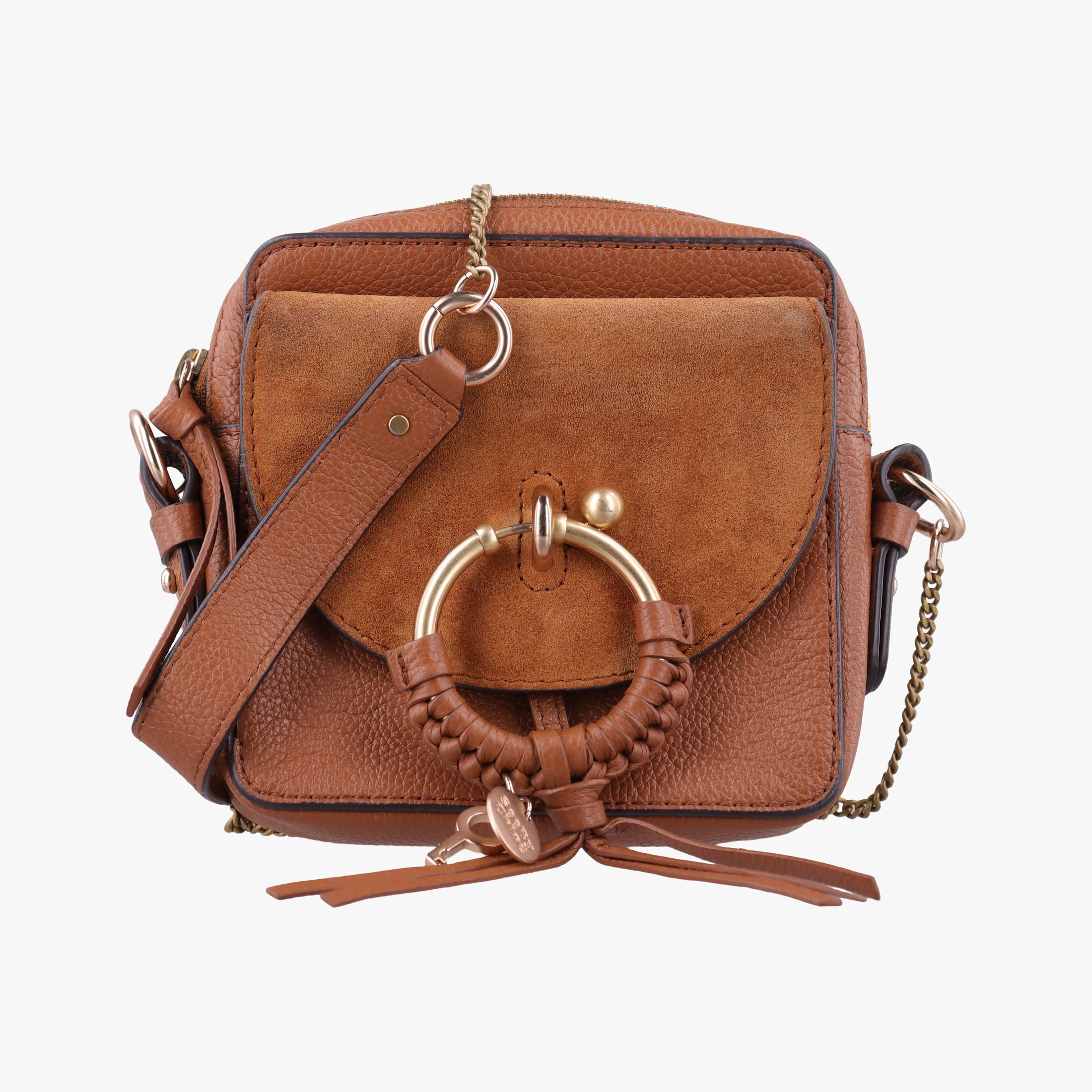 Joan Brown Suede × Leather 03-20-86585リボットホースヘッドフラップ ブラウン スエード × レザー ジョアン 03-20-86585