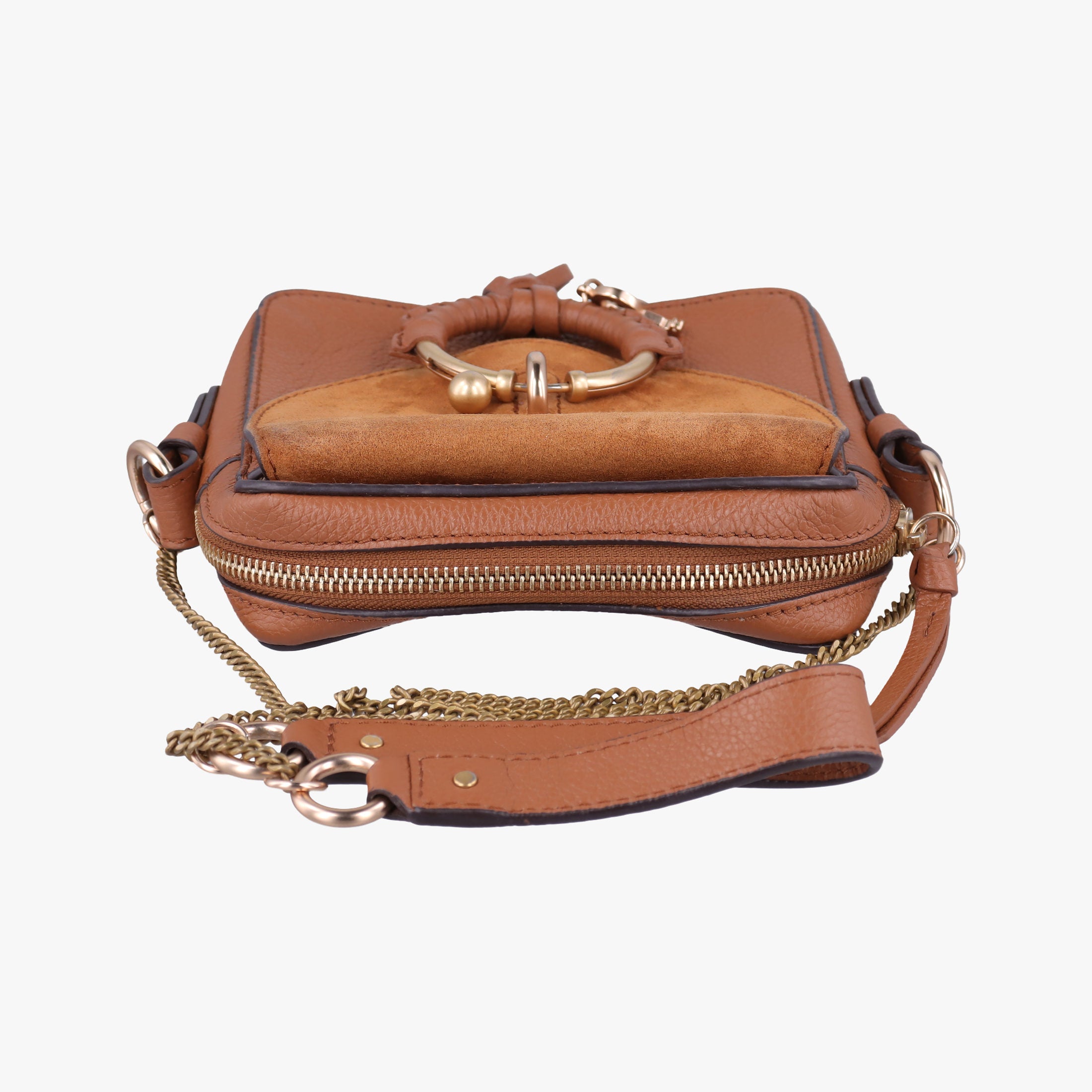 Joan Brown Suede × Leather 03-20-86585リボットホースヘッドフラップ ブラウン スエード × レザー ジョアン 03-20-86585