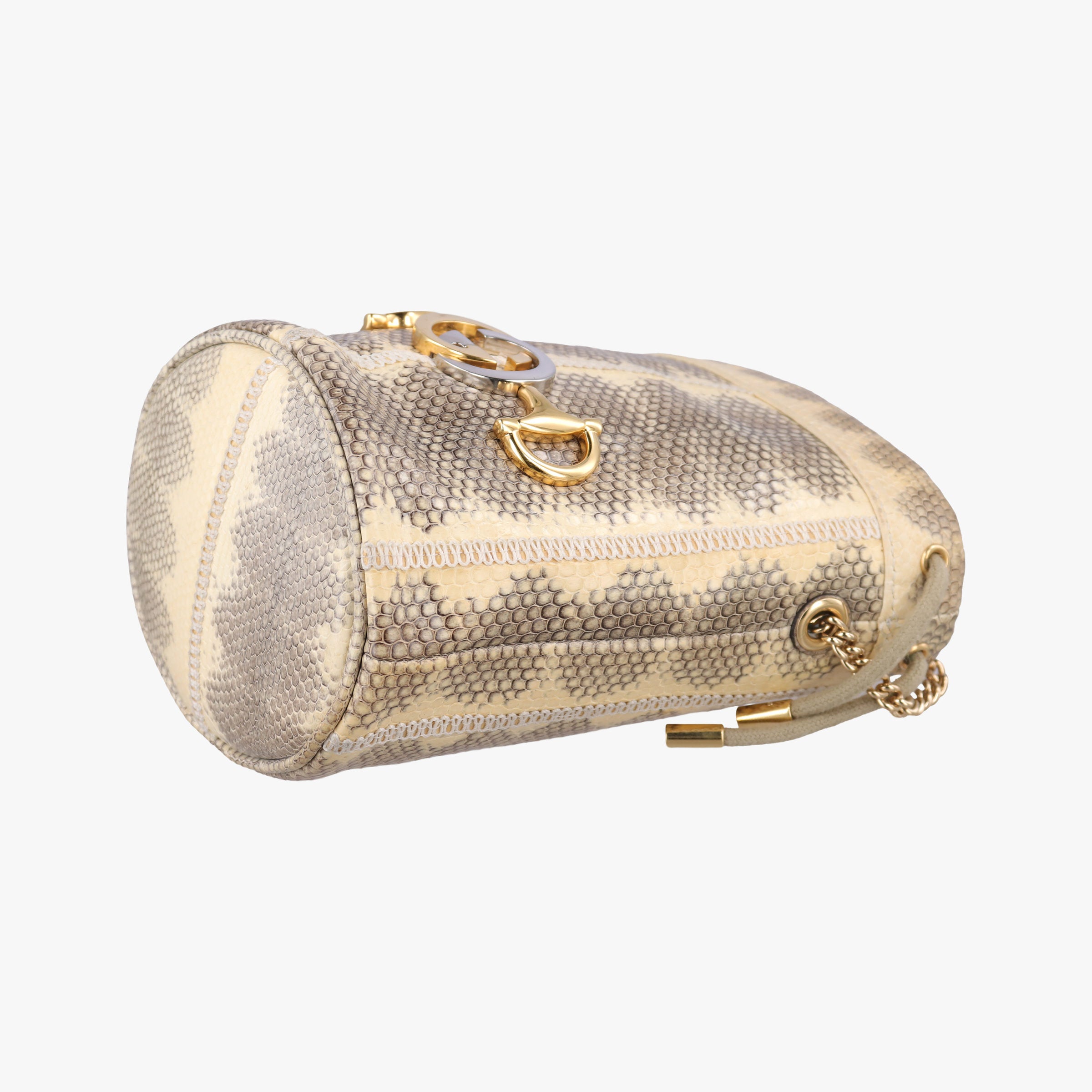 Zumi Mini Drawstring Bucket Beige x Multicolor snakeskin 576432 ズゥミ ミニバケット ベージュ×マルチカラー ヘビ革 576432