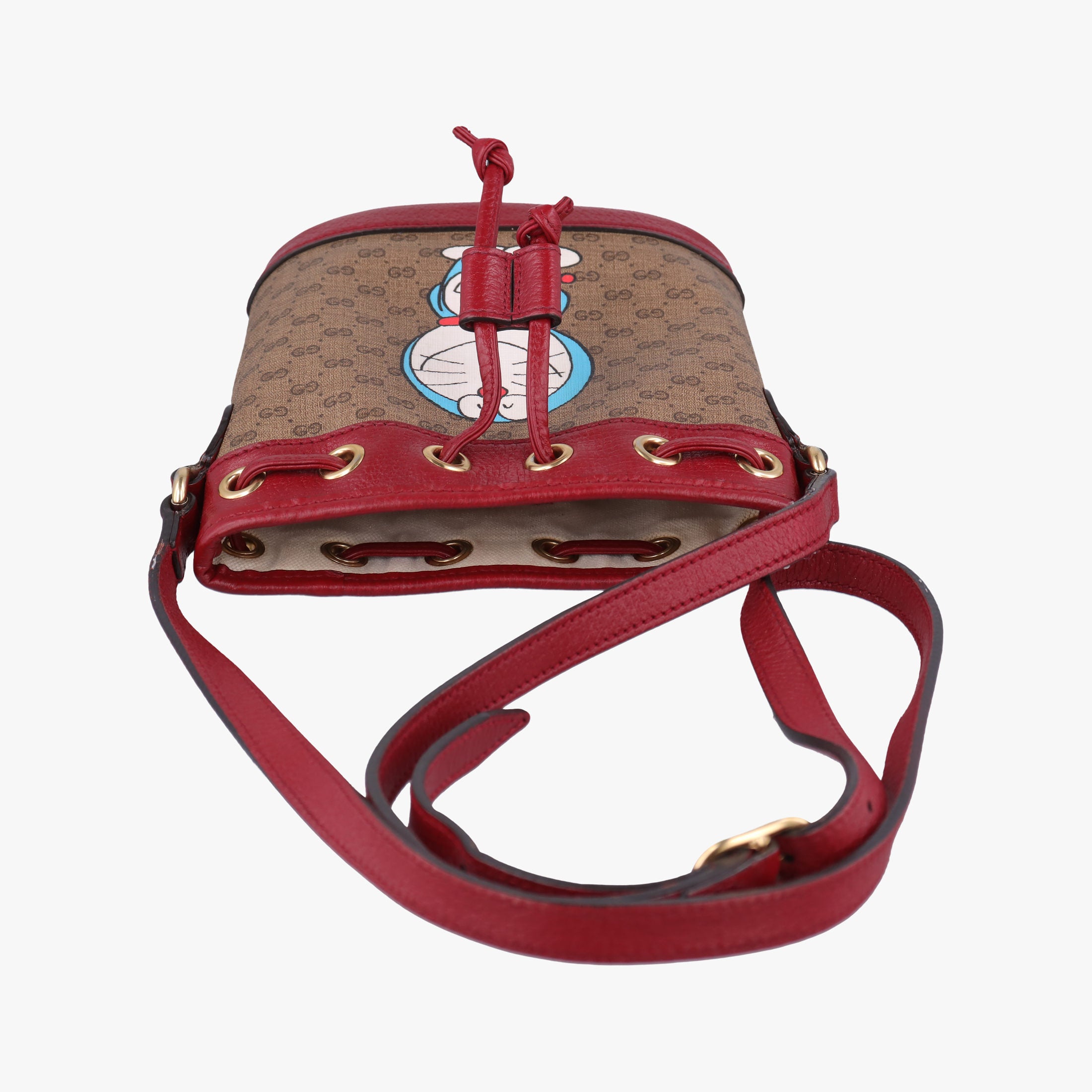 Doraemon collaboration Brown×Red×Multi PVC coated canvas×Leather 647801 G033912944ドラえもんコラボ ブラウン×レッド×マルチ PVCコーティングキャンバス×レザー 647801 G033912944
