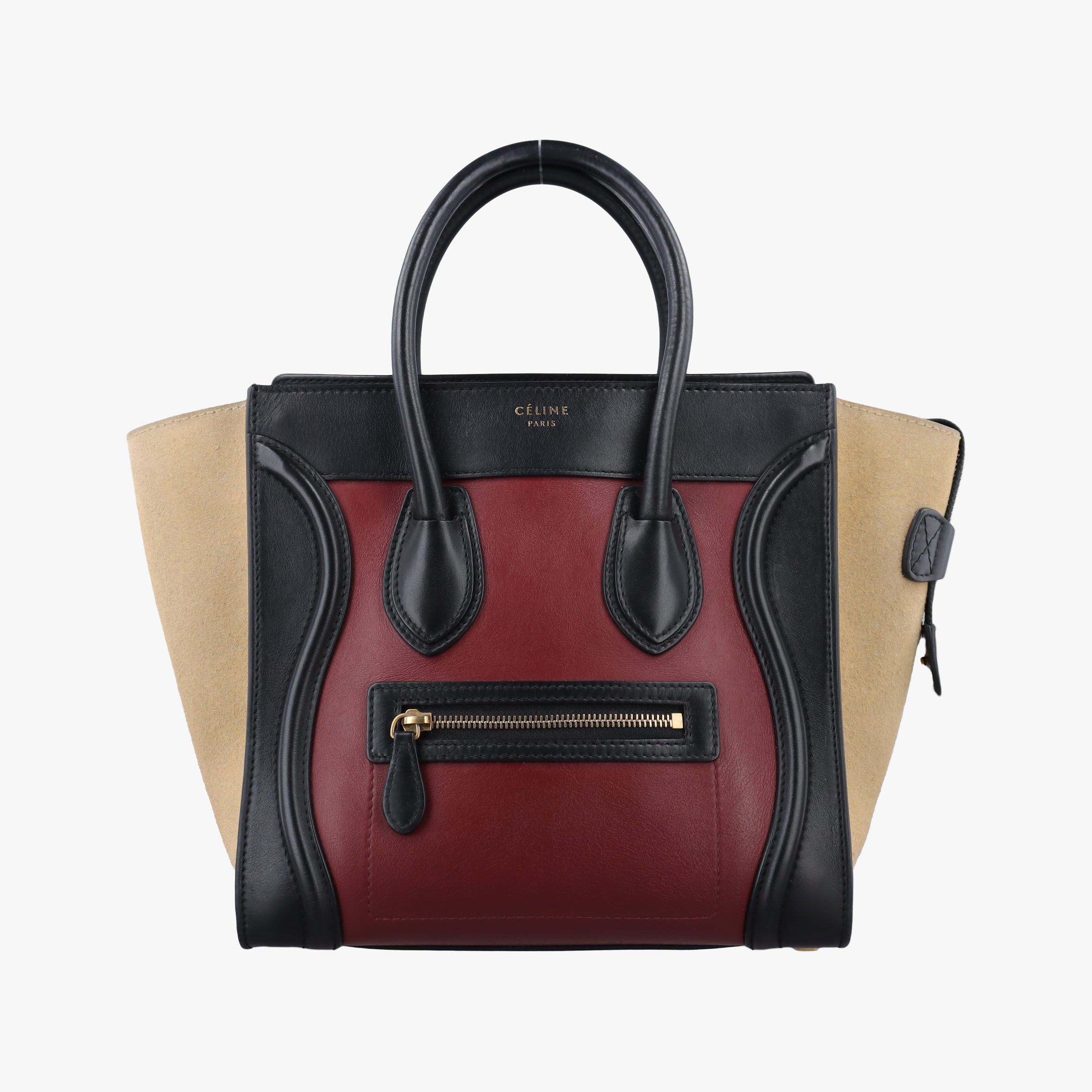 Luggage Micro shopper Bordeaux×black×beige Suede×leather S-VP-1112 S-MM-1122ラゲージマイクロショッパー ボルドー×ブラック×ベージュ スエード×レザー S-VP-1112 S-MM-1122