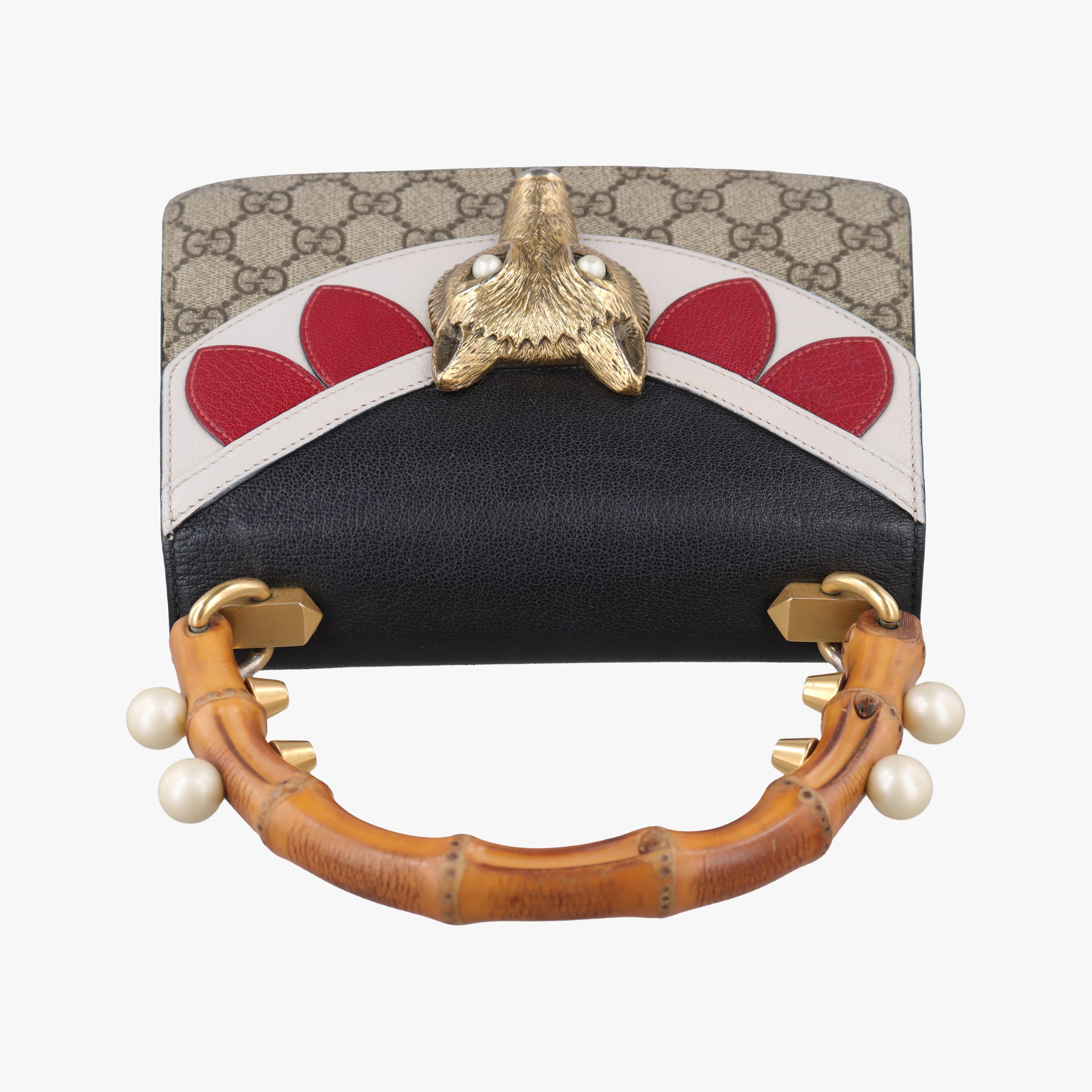 Mini Fox Brooch Bamboo Beige×Multicolour PVC coated canvas×Leather 466428 A021732914ミニ フォックス ブローチ バンブー ベージュ×マルチカラー PVCコーティングキャンバス×レザー 466428 A021732914