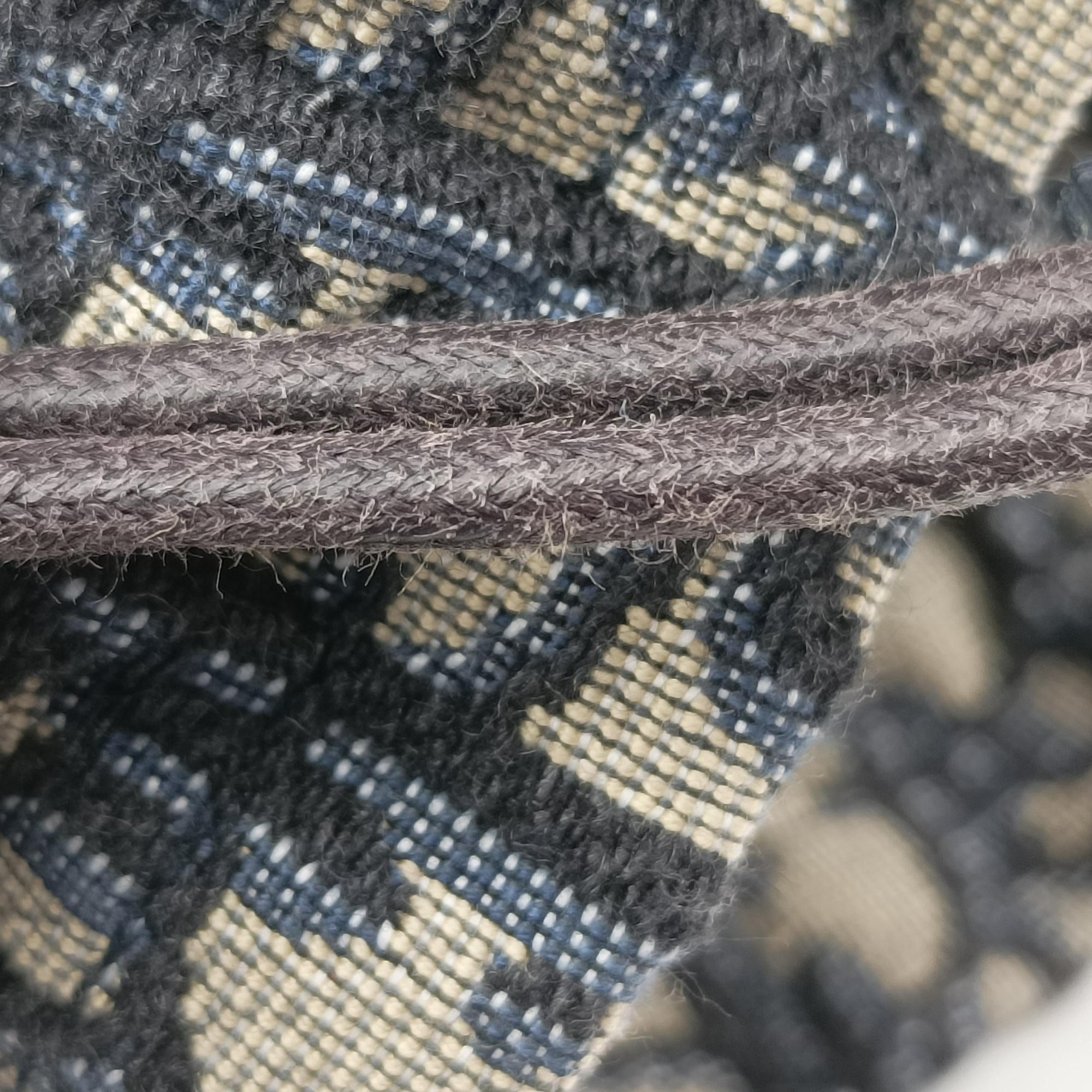Wicker Basket Camel×Navy Natural wicker×Dior oblique jacquard 63-MA-1210ウィッカー バケット キャメル×ネイビー ナチュラルウィッカー×ディオール オブリーク ジャカード 63-MA-1210