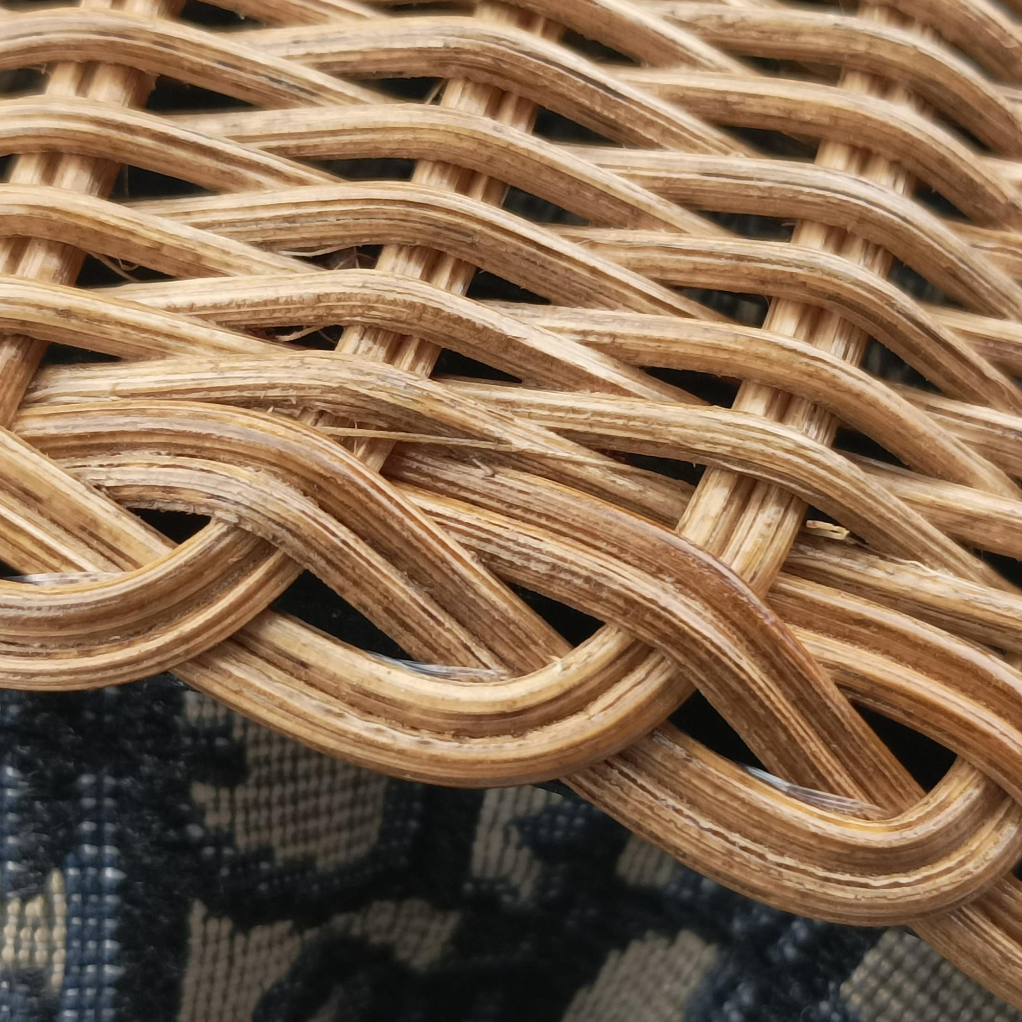 Wicker Basket Camel×Navy Natural wicker×Dior oblique jacquard 63-MA-1210ウィッカー バケット キャメル×ネイビー ナチュラルウィッカー×ディオール オブリーク ジャカード 63-MA-1210