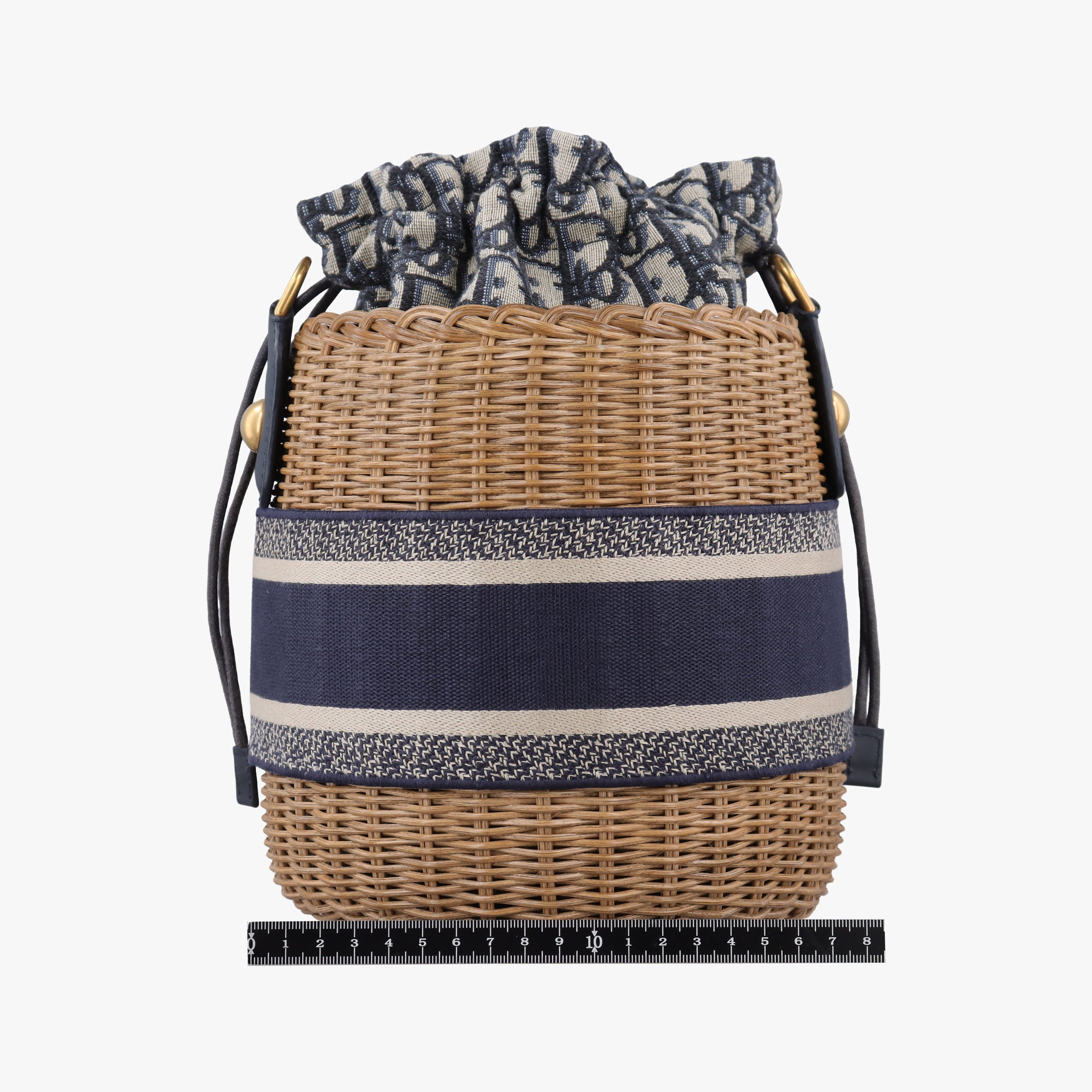 Wicker Basket Camel×Navy Natural wicker×Dior oblique jacquard 63-MA-1210ウィッカー バケット キャメル×ネイビー ナチュラルウィッカー×ディオール オブリーク ジャカード 63-MA-1210