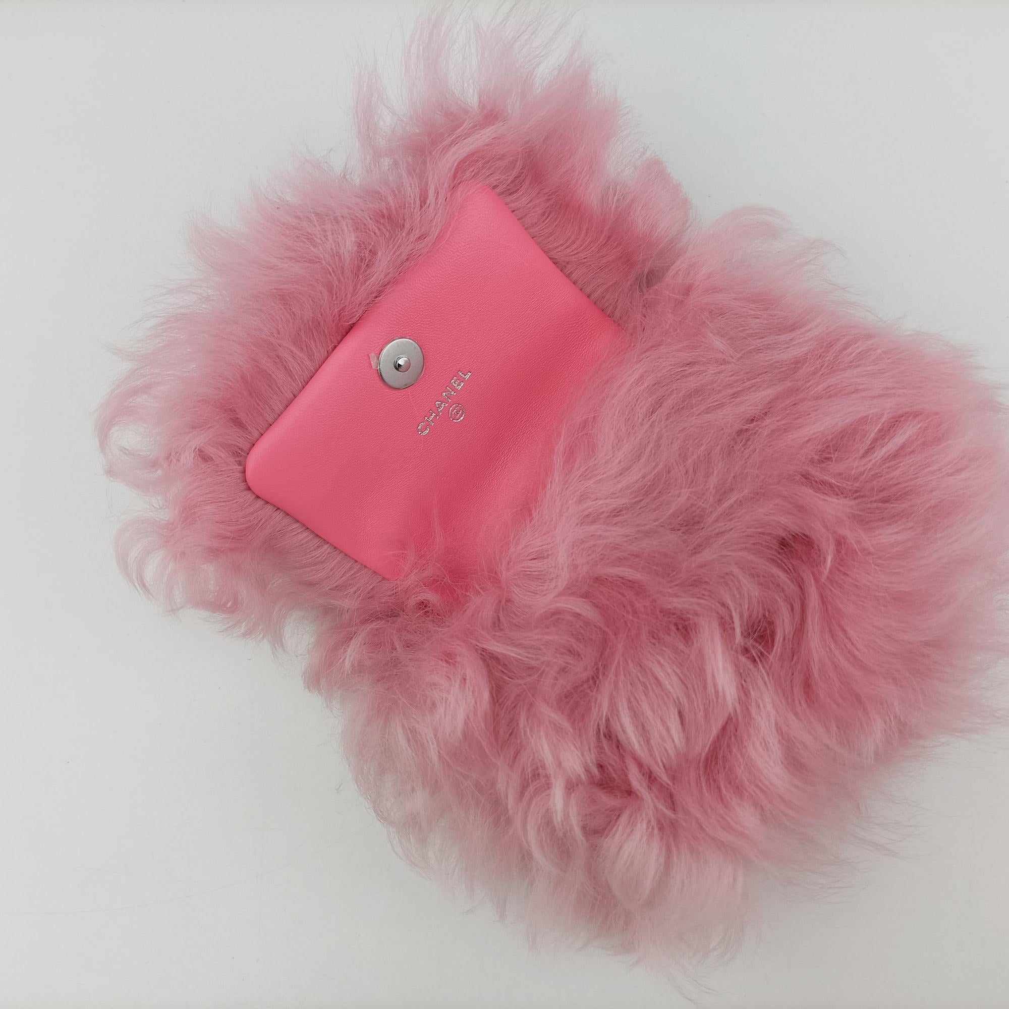 Shearling CC Hook Card Holder Pink wool AP2397 31626389シアリングCCフックカードホルダー ピンク ウール AP2397 31626389