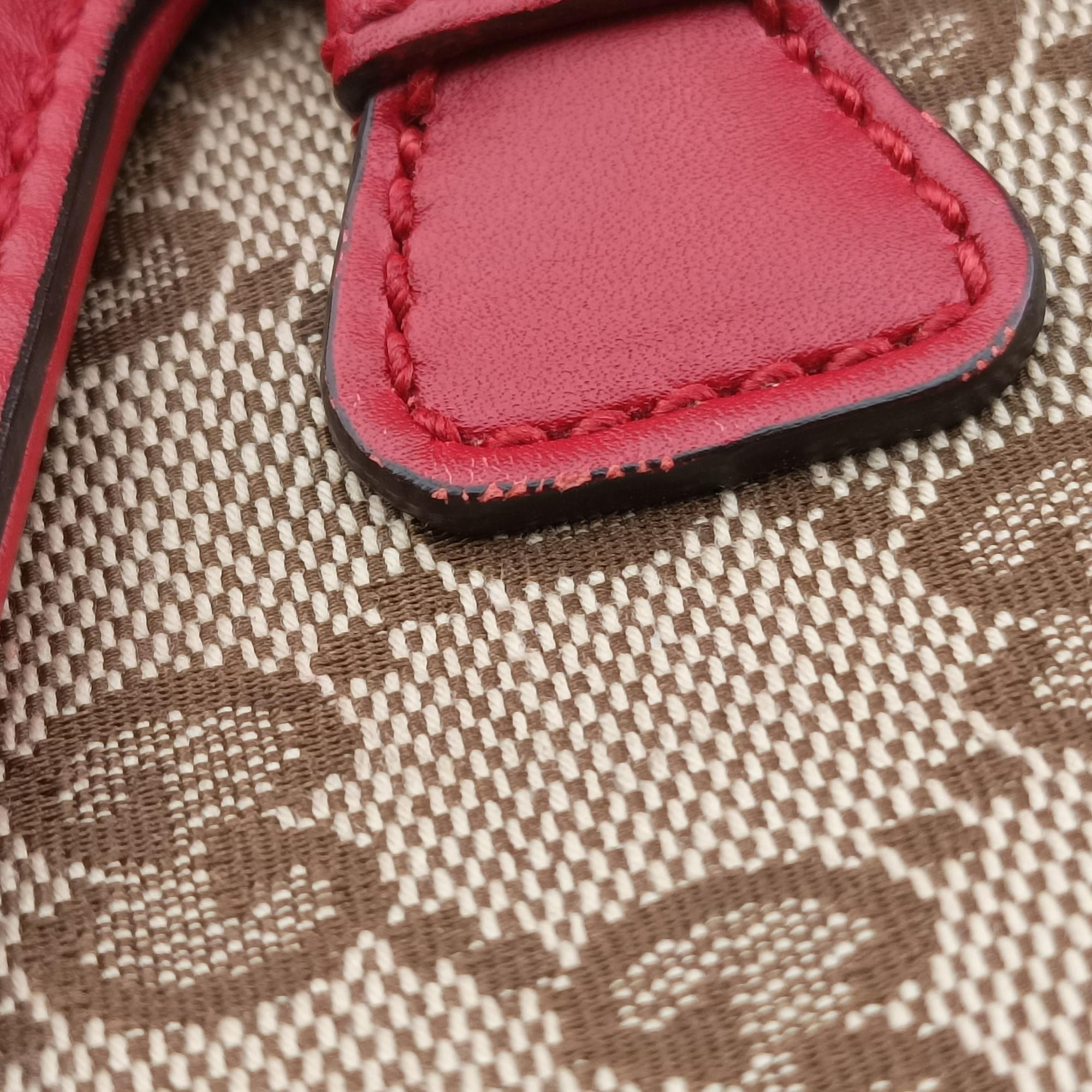 Lady Web khaki×red canvas×leather 383848 H019489691レディ ウェブ カーキ×レッド キャンバス×レザー 383848 H019489691