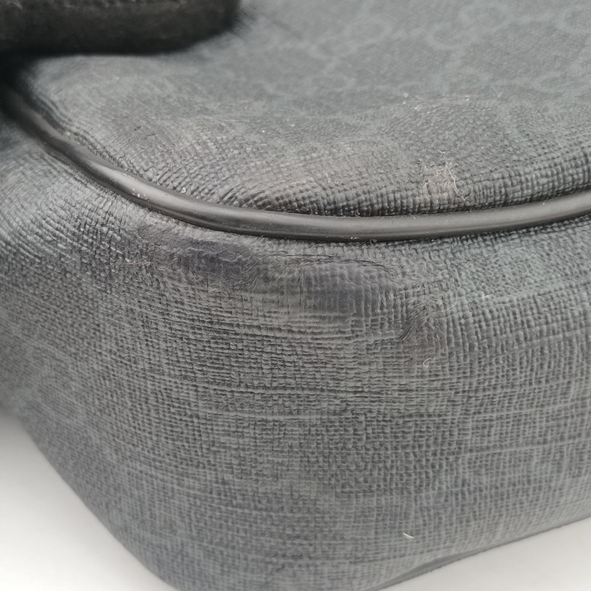 GG Plus GG Supreme Black PVC coated canvas x Leather 337081 Lot number unknownGGプラス GGスプリーム ブラック PVCコーティングキャンバス x レザー 337081 製番不明