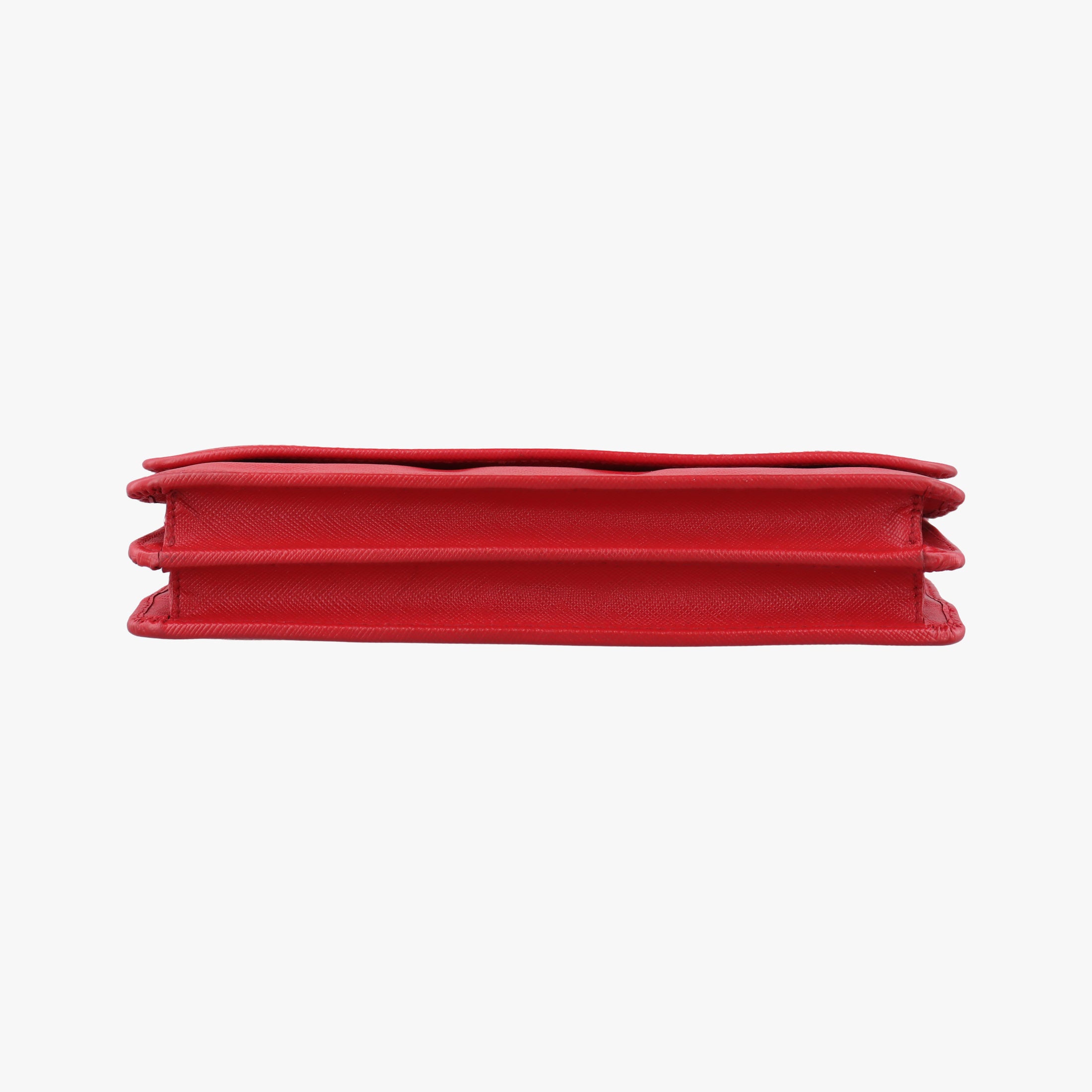 Metal Wallet on Chain Cornflower Clutch Red Saffiano Leather 1MT290 107メタル ウォレット オン チェーン コーンフラワー クラッチ レッド サフィアーノレザー 1MT290 107