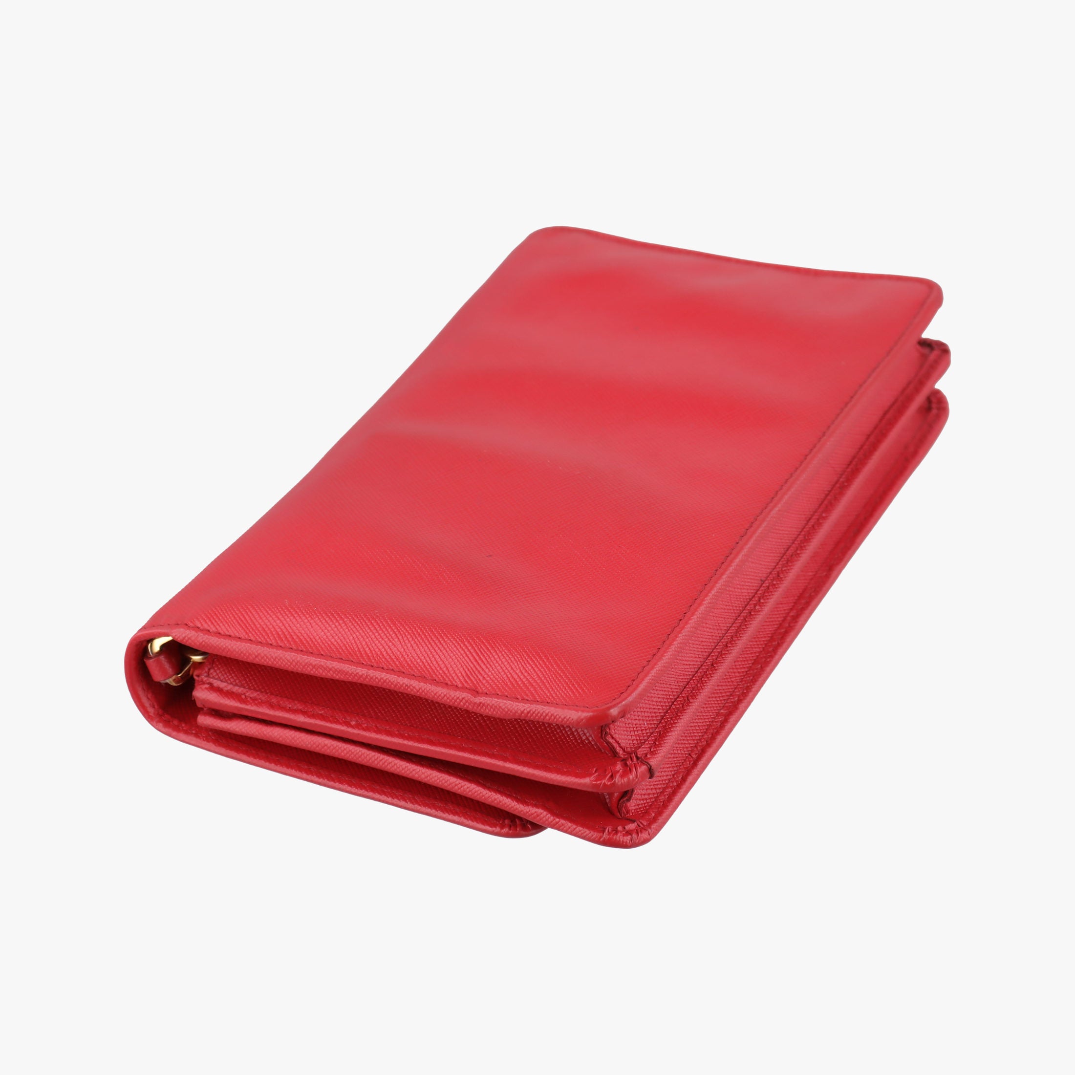 Metal Wallet on Chain Cornflower Clutch Red Saffiano Leather 1MT290 107メタル ウォレット オン チェーン コーンフラワー クラッチ レッド サフィアーノレザー 1MT290 107