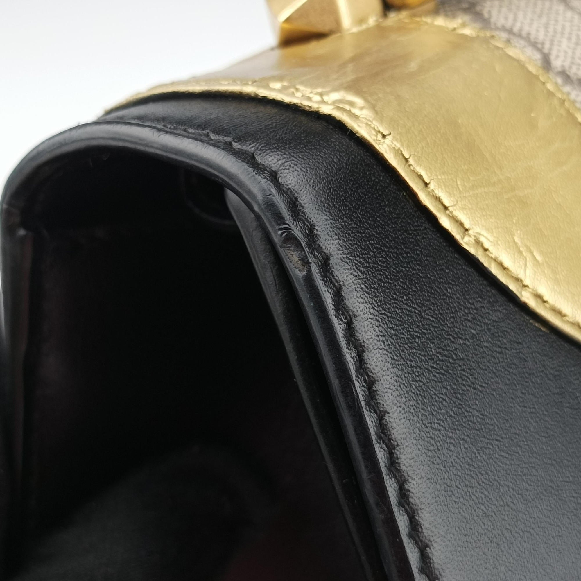 Osiride GG Supreme beige×Black×Golden PVC coated canvas×Leather 497996 I023116453オジリデ ベージュ×ブラック×ゴールド PVCコーティングキャンバス×レザー 497996 I023116453