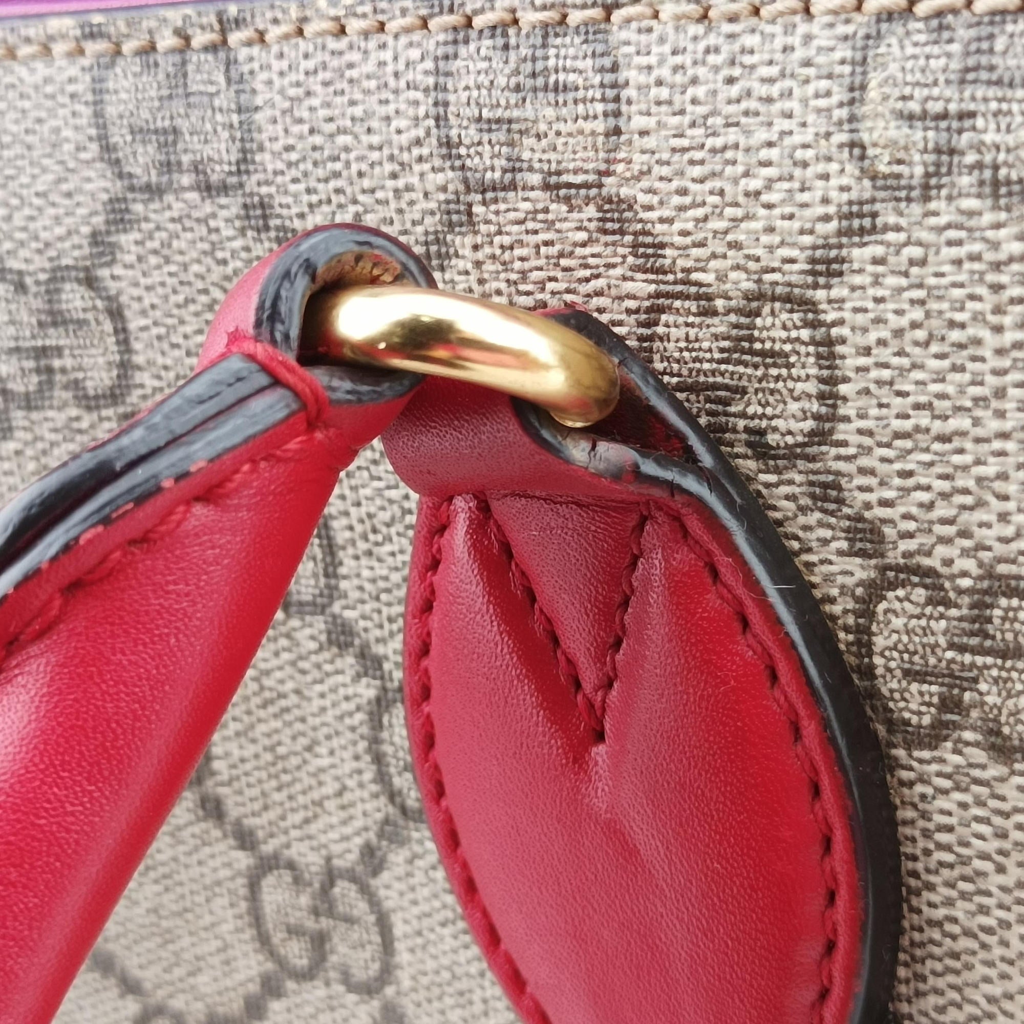 GG SUPREME Beige×Pink×Red PVC coated canvas×Leather 409534 G019548322GGスプリーム ベージュ×ピンク×レッド PVCコーティングキャンバス×レザー 409534 G019548322