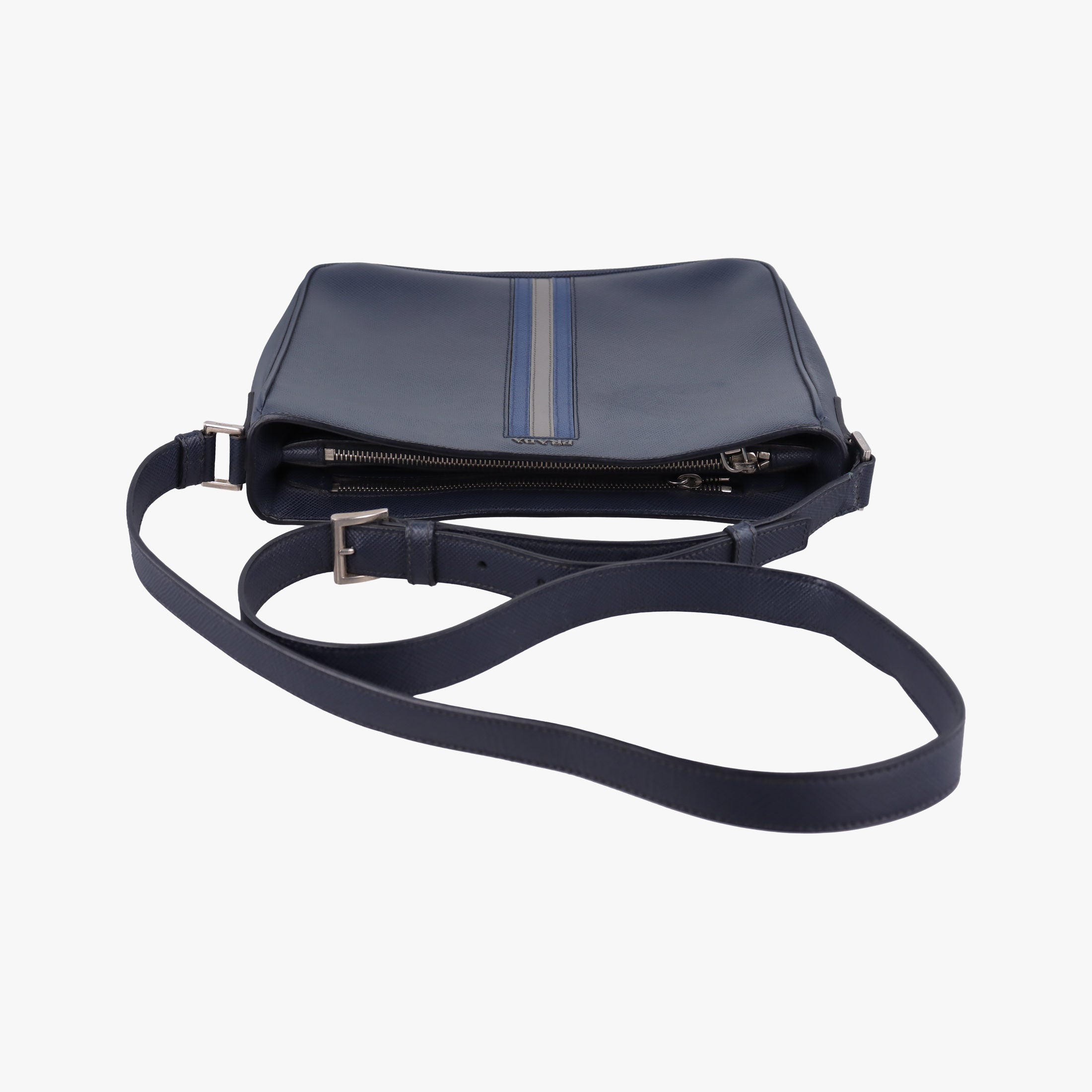 Stripe Navy × Blue × Gray Saffiano Leather 180/Dストライプ ネイビー × ブルー × グレー サフィアーノレザー 180/D