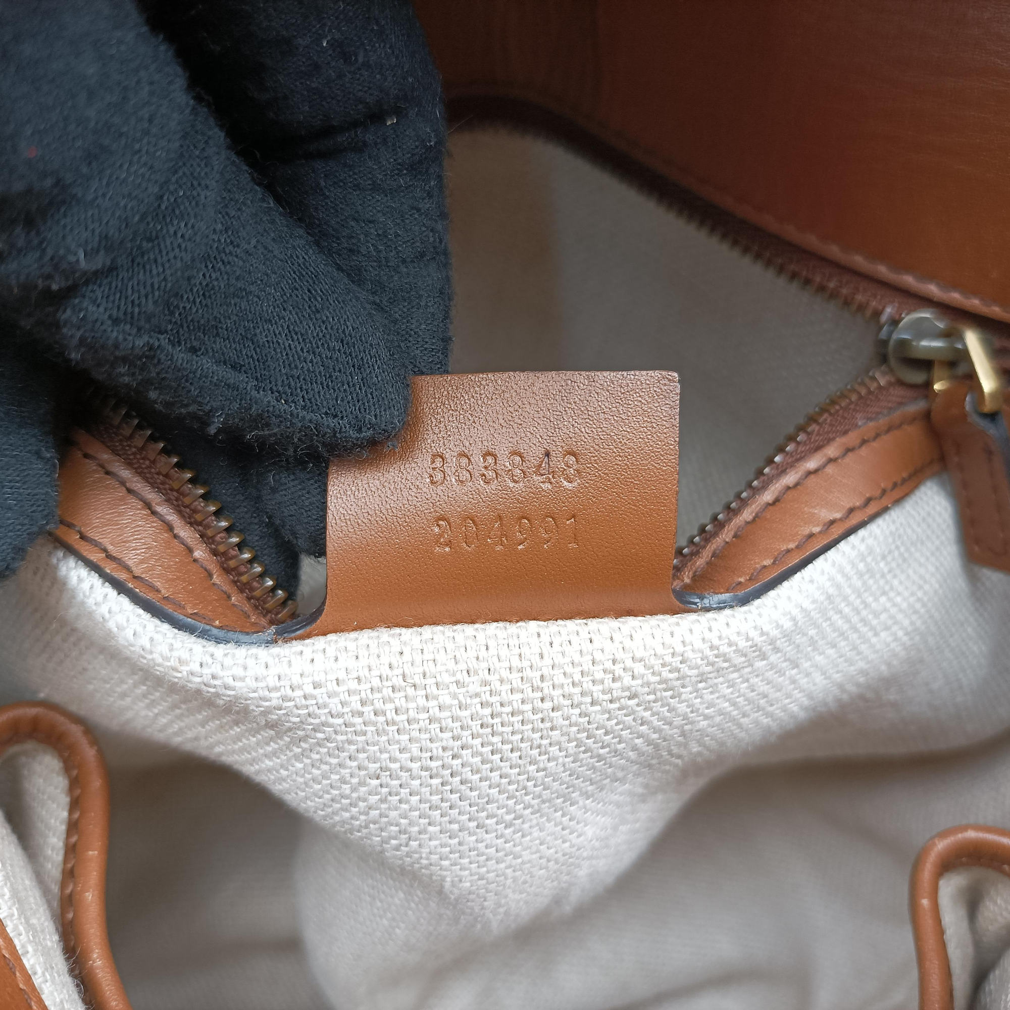 Lady Web Brown canvas×leather 383848 D019281185レディ ウェブ ブラウン キャンバス×レザー 383848 D019281185