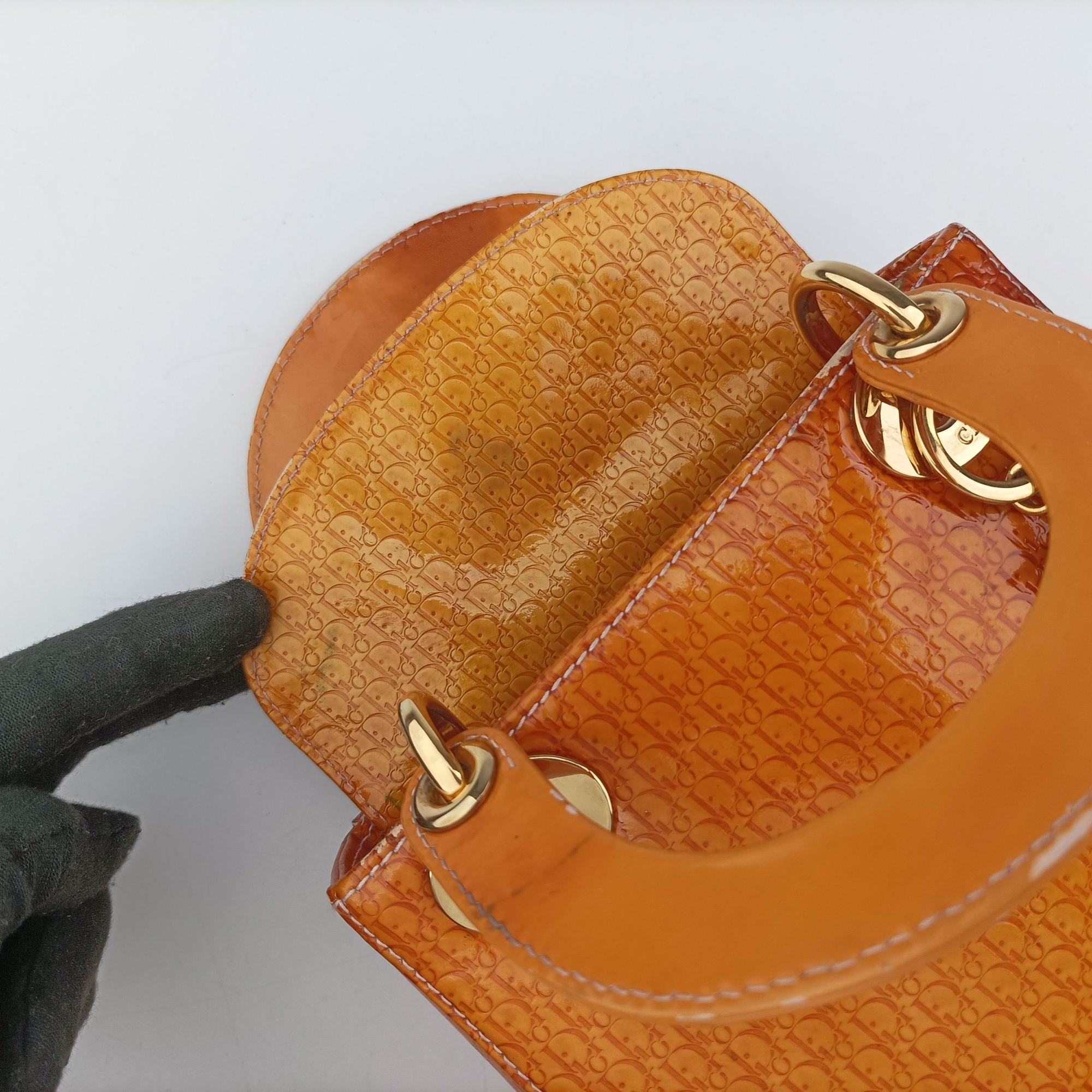 Lady Dior Mini Bag Yellow patent MA-0031レディディオールミニバッグ イエロー パテント MA-0031