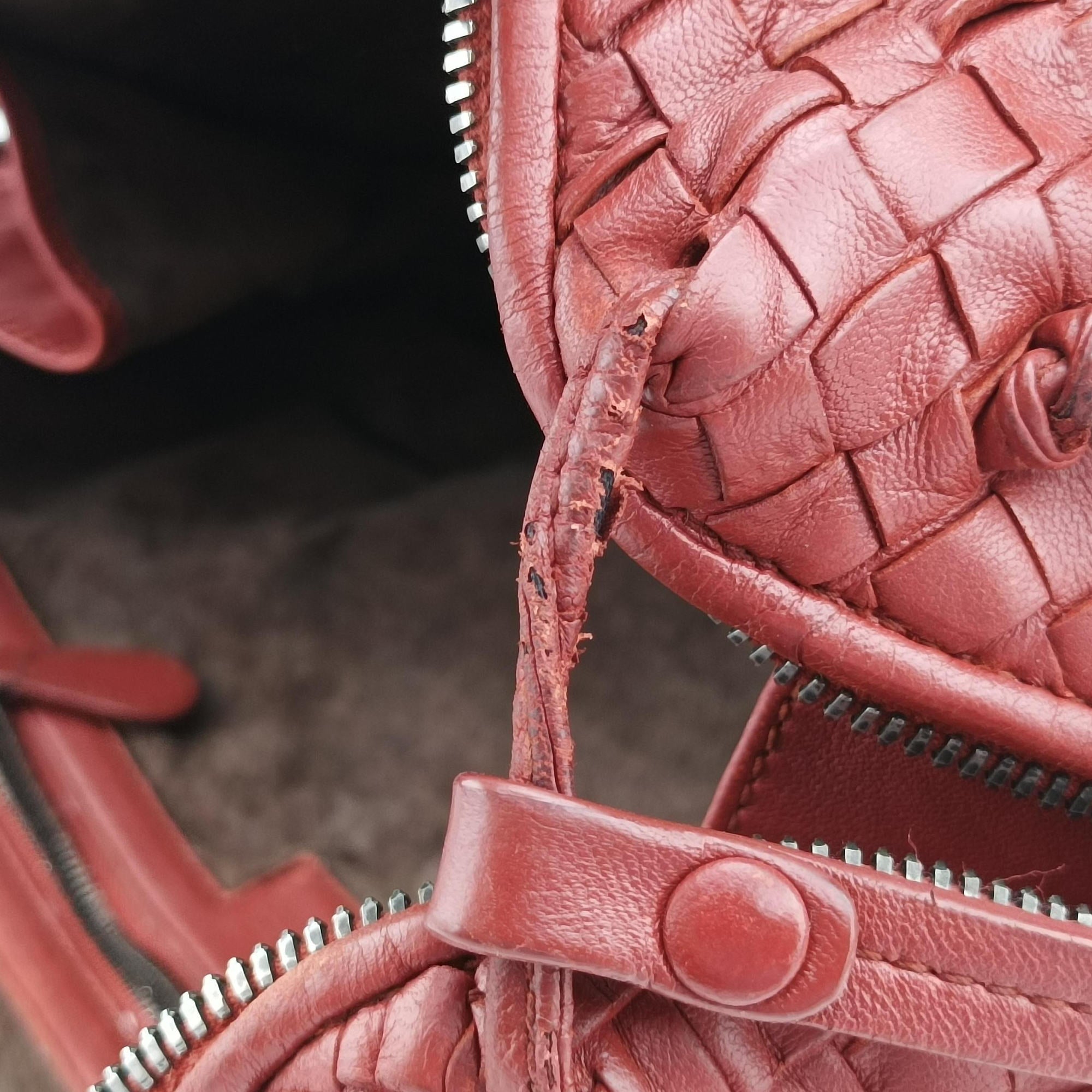 NODINI Intrecciato Red lambskin B02112396Nノディーニ イントレチャート レッド ラムスキン B02112396N