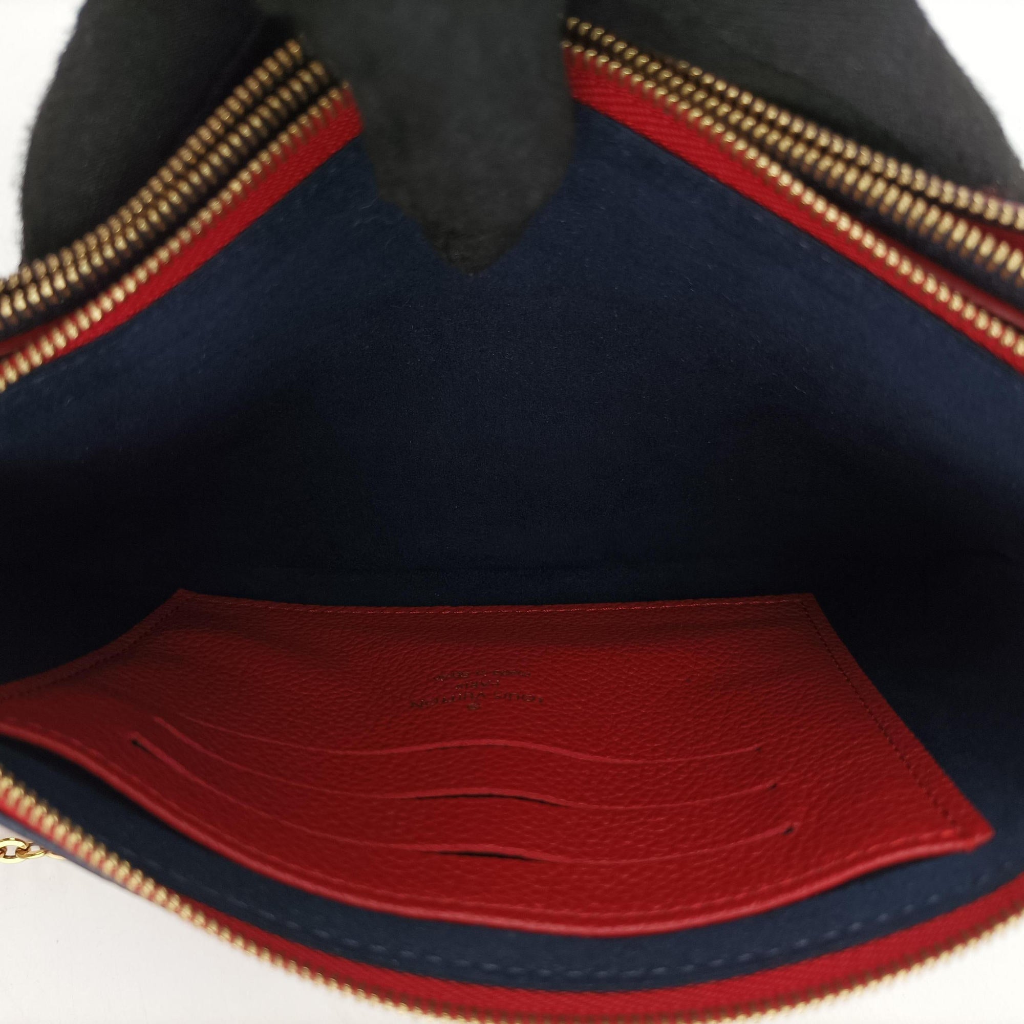 Pochette Double Zip Chain Marine Rouge×Navy Monogram Empreinte M63916 GI3198ポシェット ドゥーブル ジップ チェーン マリーヌルージュ×ネイビー モノグラム アンプラント M63916 GI3198