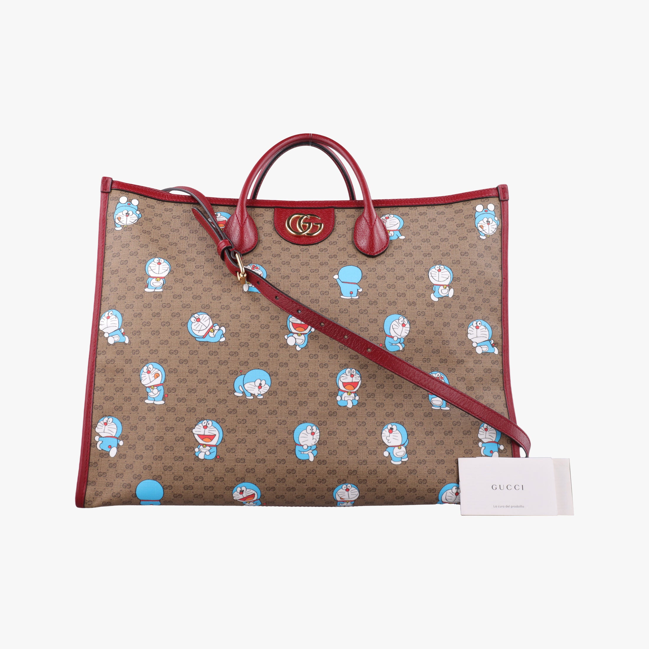 Fujiko-Pro Doraemon Micro GG Supreme Beige × Red × Multicolor PVC coated canvas×Leather 653952 B033864026フジコ プロ ドラえもん マイクロGGスプリーム ベージュ×レッド×マルチカラー PVCコーティングキャンバス×レザー 653952 B033864026