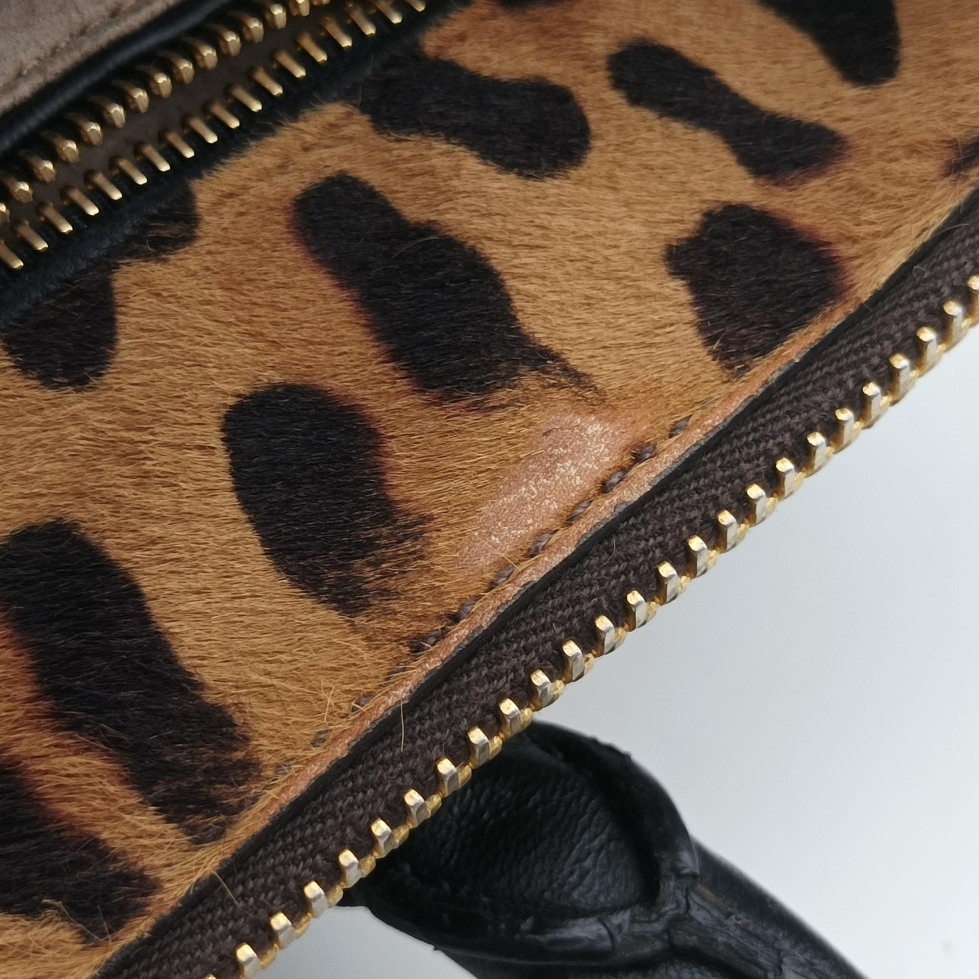 Leopard Print beige×Multicolour ponyhair×leather 7 1ヒョウ柄 ベージュ×マルチカラー ハラコ×レザー 7 1