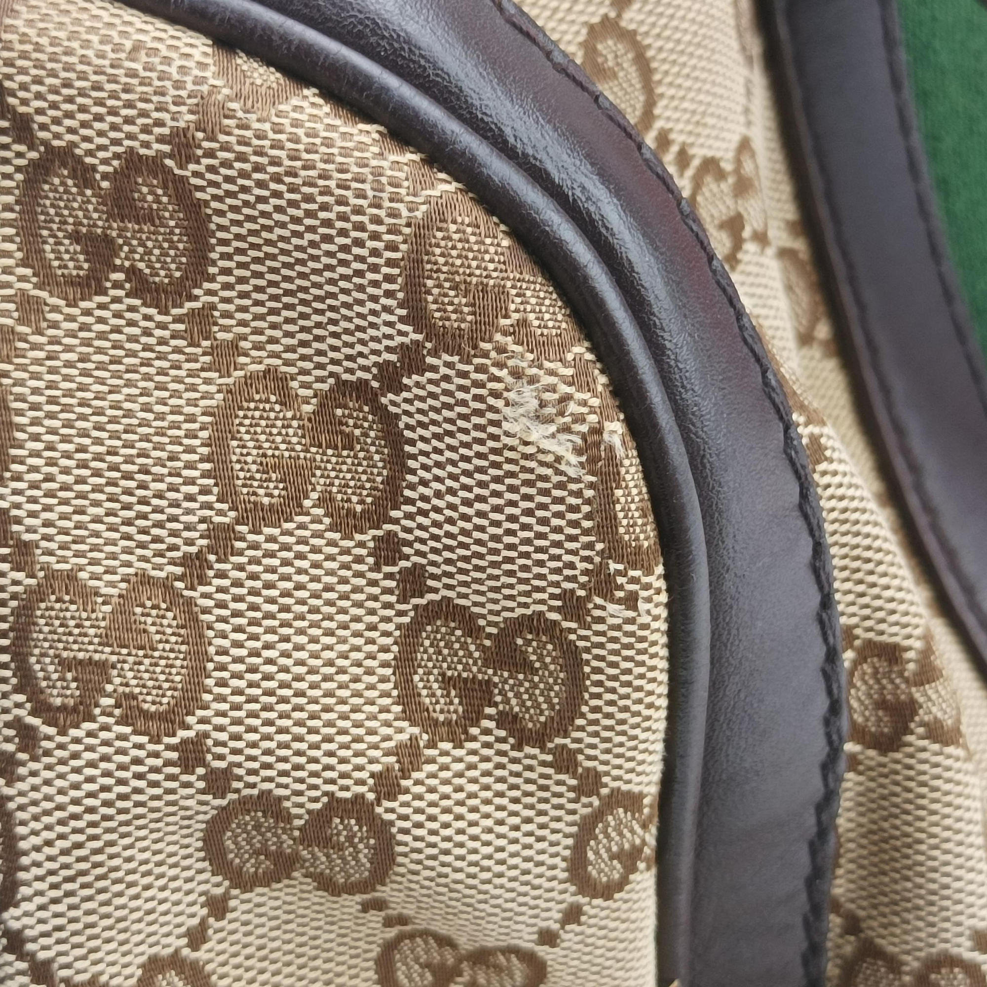 Sherry Line Brown×Beige×Red×Green canvas×leather 247205 Lot number unknownシェリーライン ブラウン×ベージュ×レッド×グリーン キャンバス×レザー 247205 製番不明