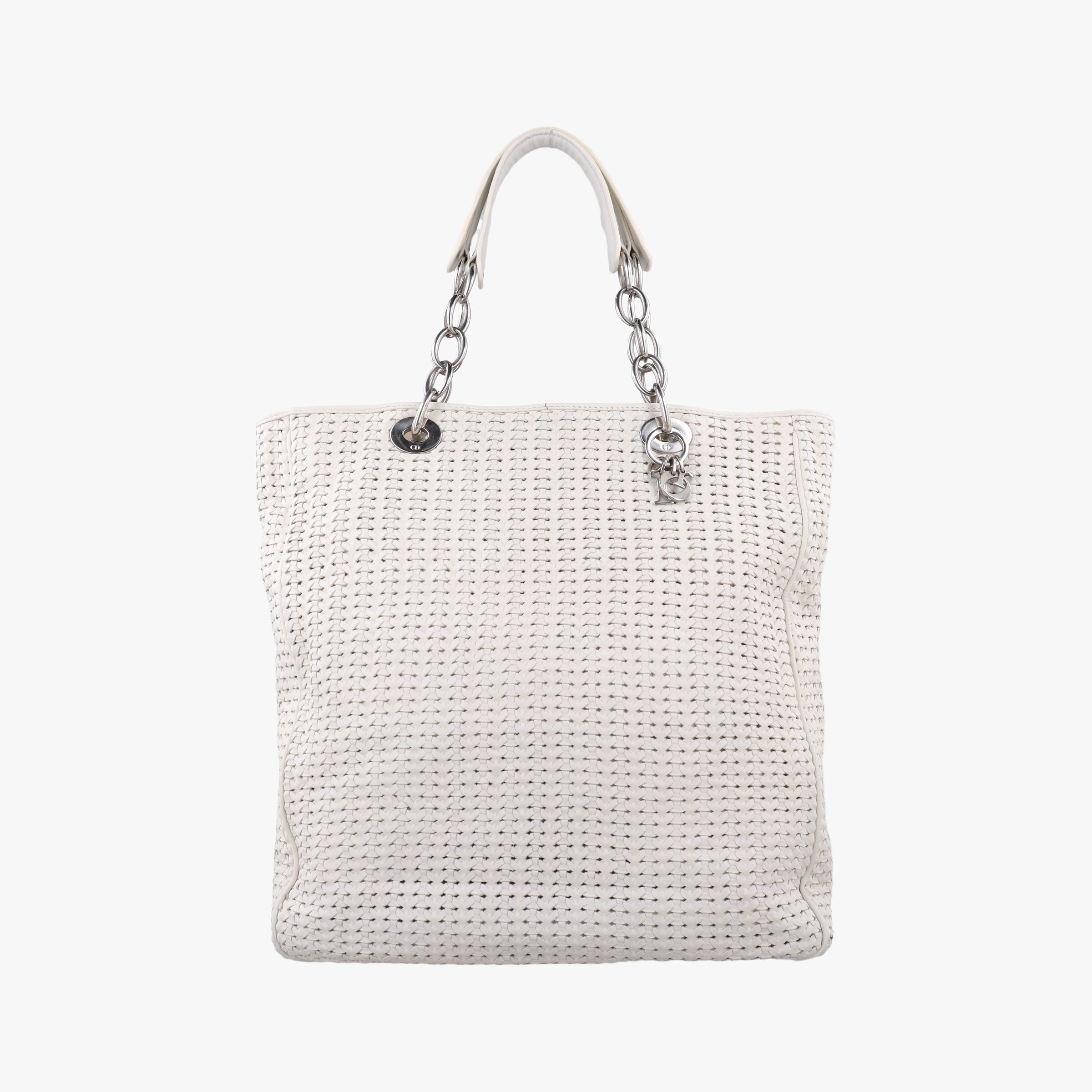 Soft Lady Dior Canage INTRECCIATO Tote White lambskin 01-RU-0048ソフト レディディオール カナージュ イントレチャート トート ホワイト ラムスキン 01-RU-0048