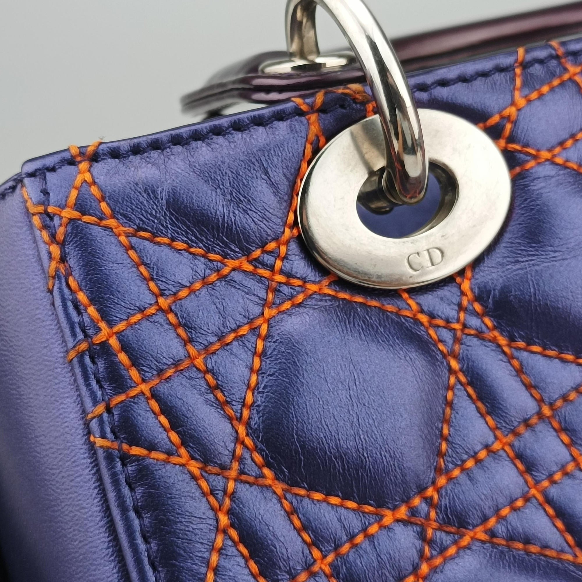 Lady Dior Purple×Orange×Brown Lambskin 15-BO-1121レディディオール パープル×オレンジ×ブラウン ラムスキン 15-BO-1121