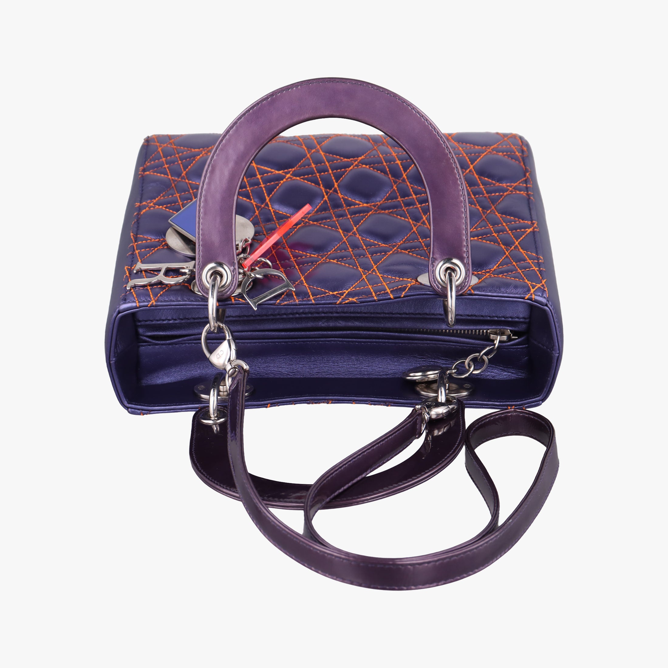 Lady Dior Purple×Orange×Brown Lambskin 15-BO-1121レディディオール パープル×オレンジ×ブラウン ラムスキン 15-BO-1121