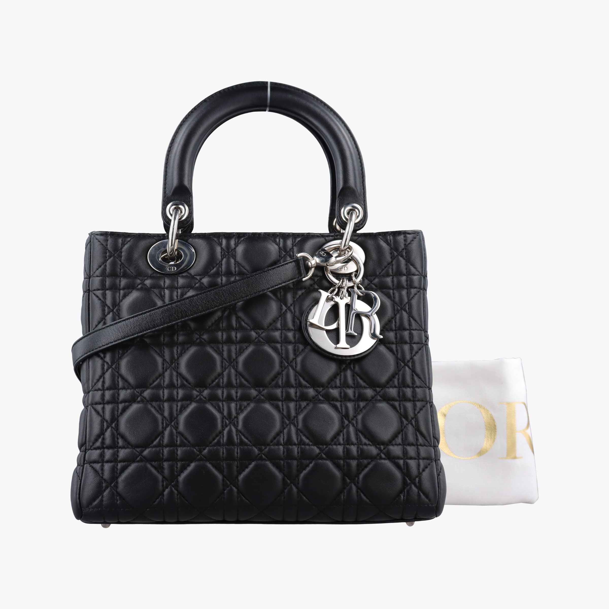 Lady Dior Black lambskin 08-MA-1120レディディオール ブラック ラムスキン 08-MA-1120
