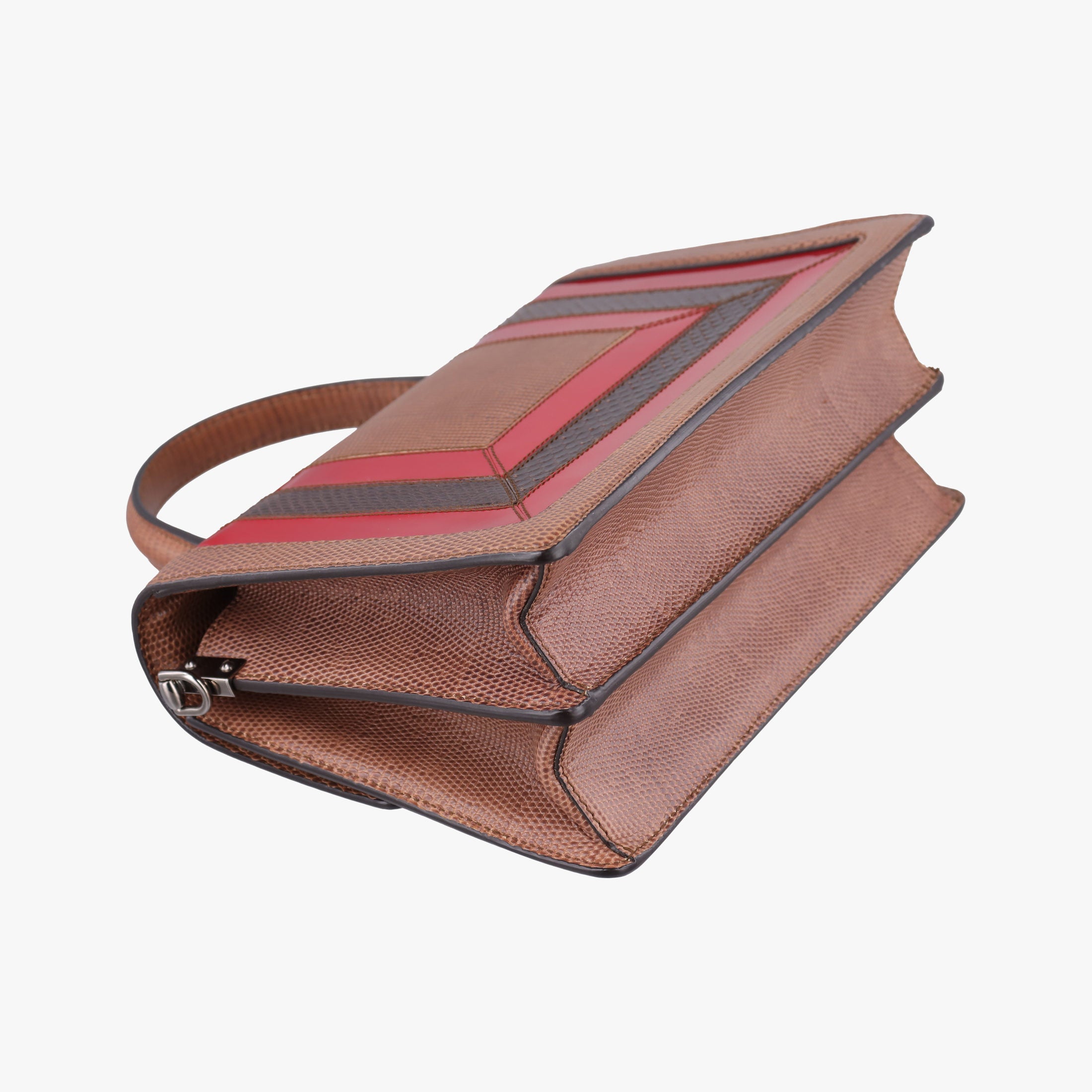 Rosalia Brown × Red Lizard-Embossed Leather × Patent 50ロザリア ブラウン × レッド リザード型押しレザー × パテント 50