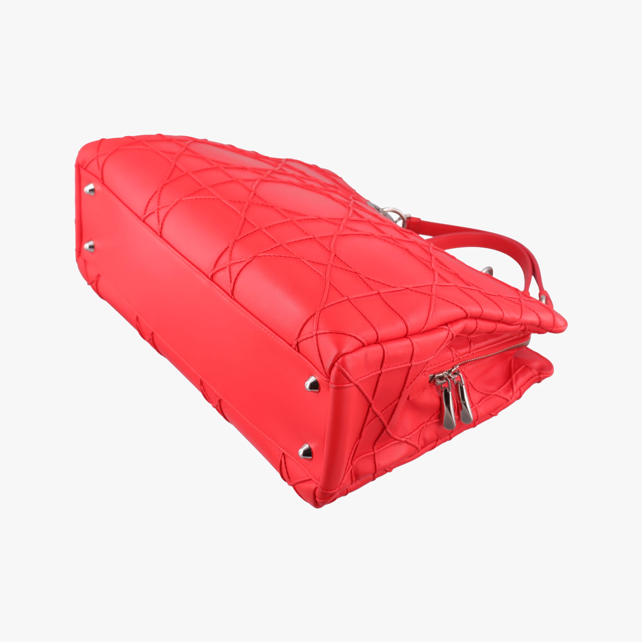 Lady Dior Cannage Soft Red Lambskin 17-BO-0194レディディオール カナージュ ソフト レッド ラムスキン 17-BO-0194