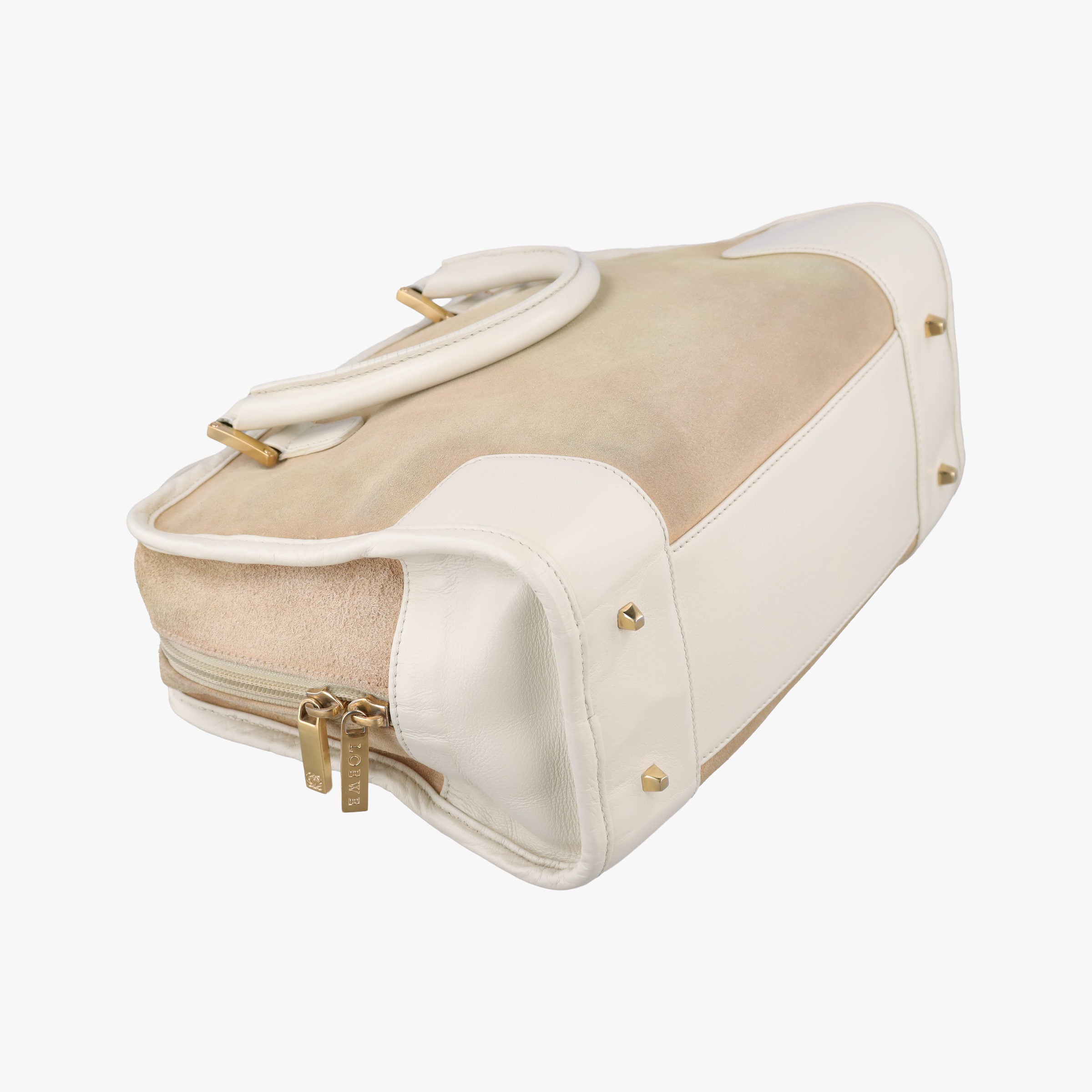 Amazona White×Beige Suede×leather アマソナ ホワイト×ベージュ スエード×レザー