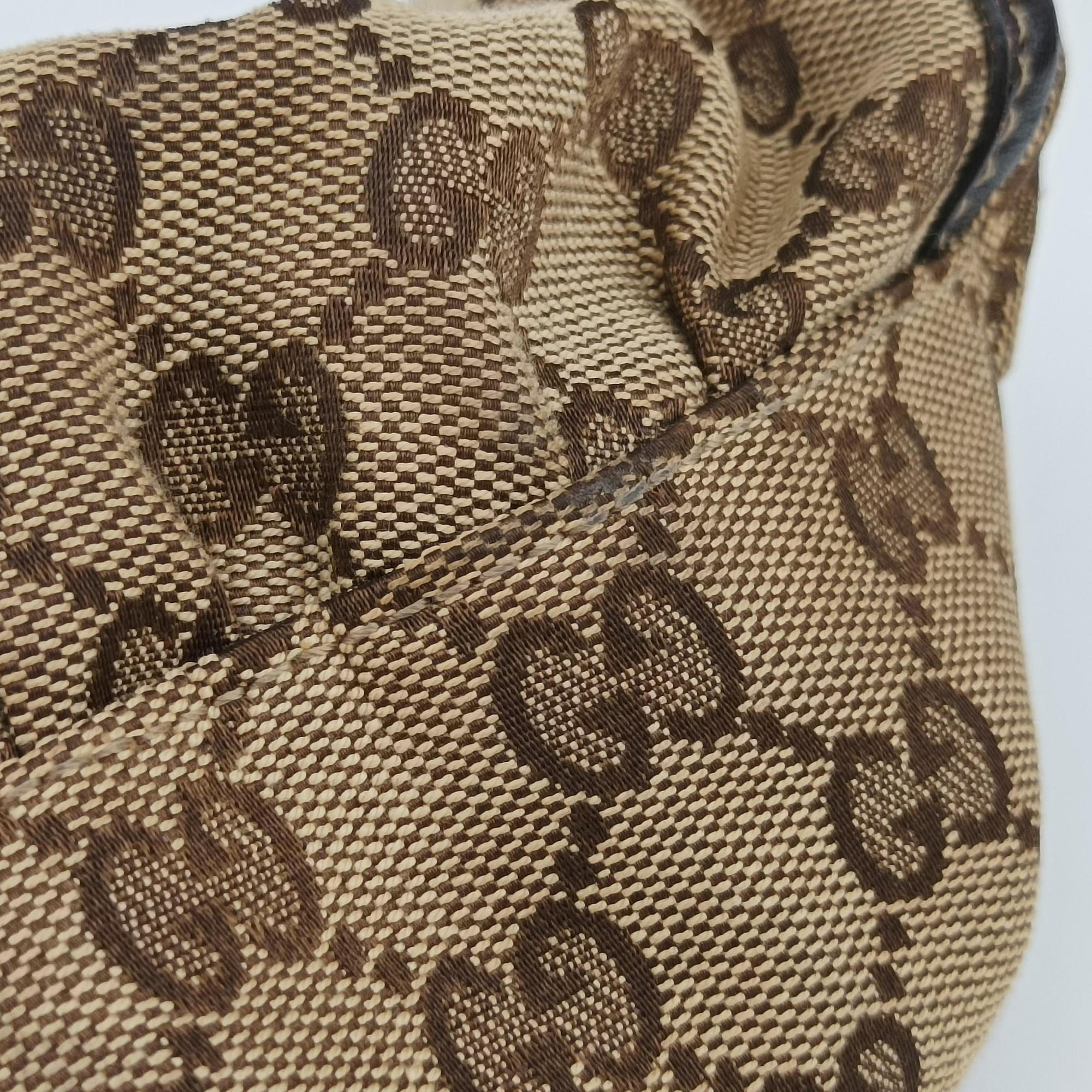Abbey D-ring Hobo Brown Leather×canvas 190525 C7174710アビー Dリング ホーボー ブラウン レザー×キャンバス 190525 C7174710
