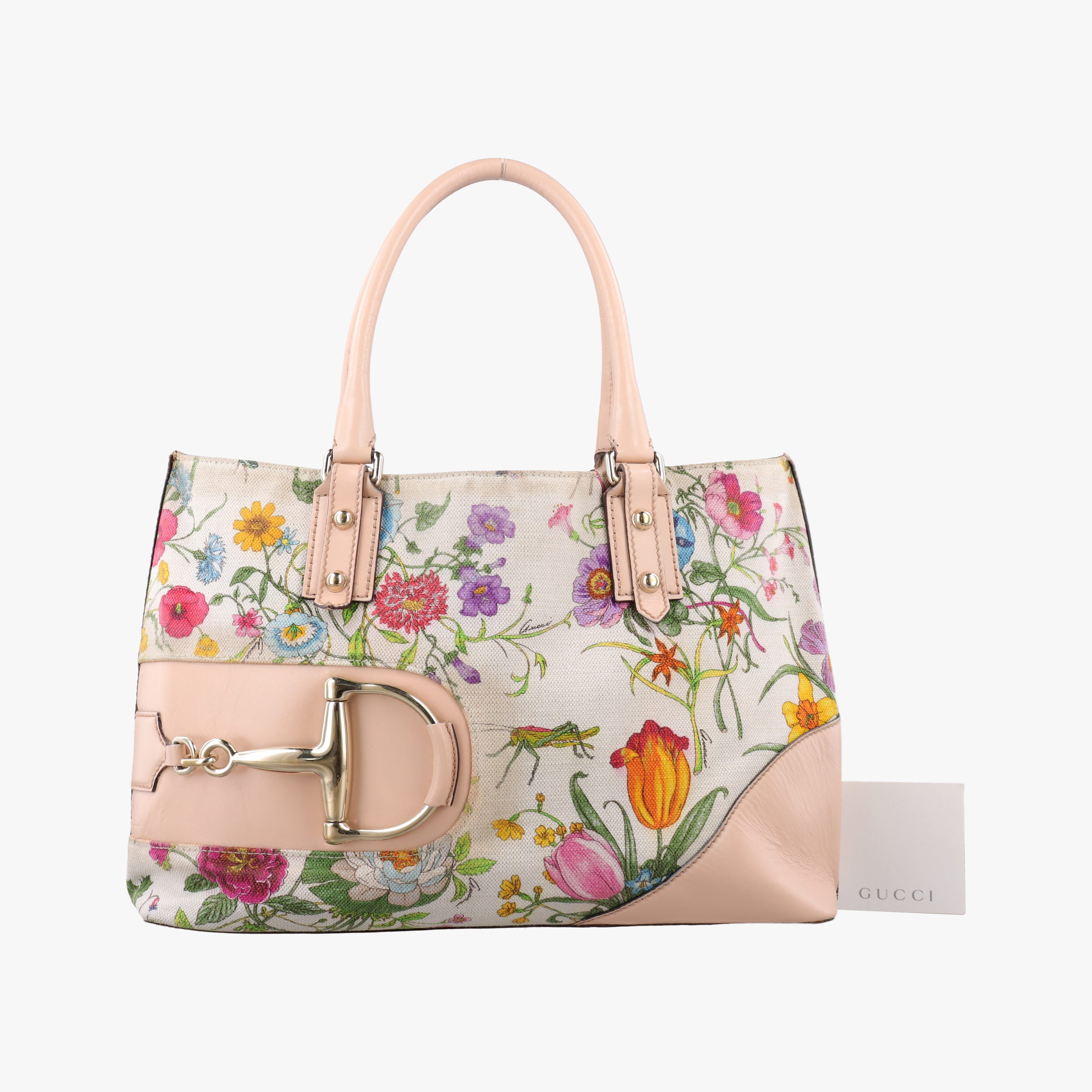 Horsebit Medium Hasler Ivory×Pink×Multicolor canvas×leather 137385 ホースビット ミディアム ハスラー アイボリー×ピンク×マルチカラー キャンバス×レザー 137385