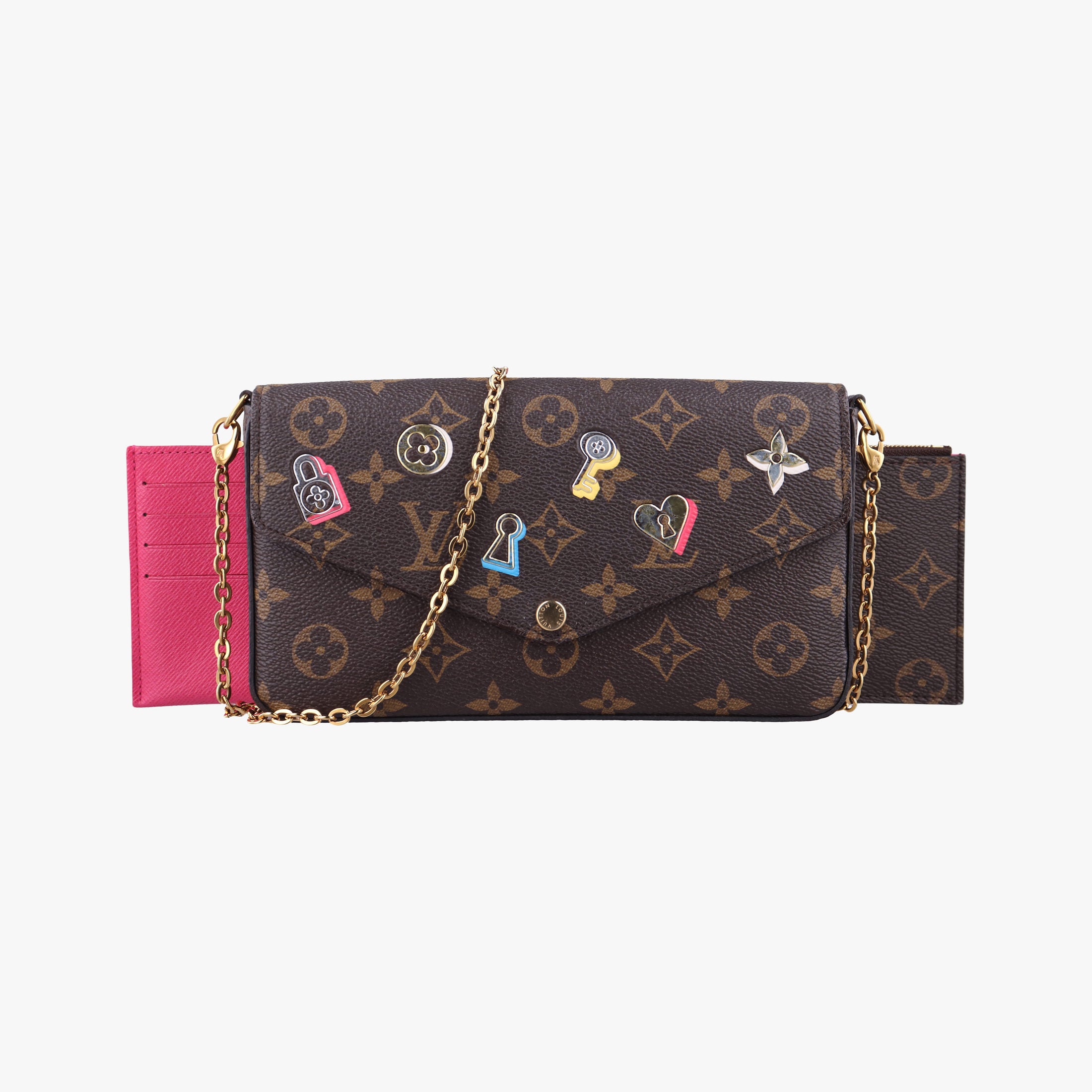 Love Lock Pochette Felicie Brown Monogram × Fuchsia Monogram PVC Coated Canvas M63999 MI5118ラブロック ポシェット フェリシー ブラウン×フューシャ モノグラムPVCコーティングキャンバス M63999 MI5118