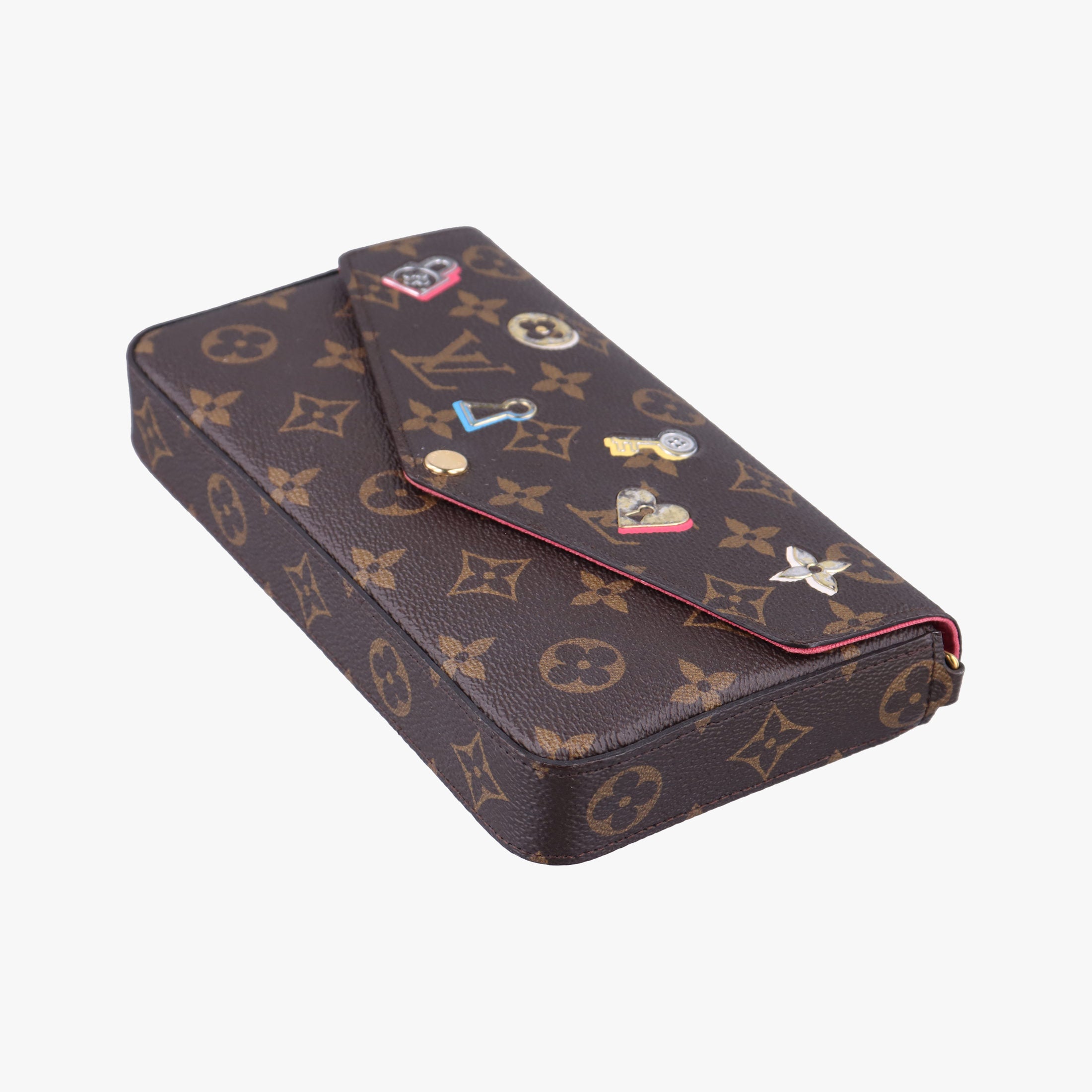 Love Lock Pochette Felicie Brown Monogram × Fuchsia Monogram PVC Coated Canvas M63999 MI5118ラブロック ポシェット フェリシー ブラウン×フューシャ モノグラムPVCコーティングキャンバス M63999 MI5118