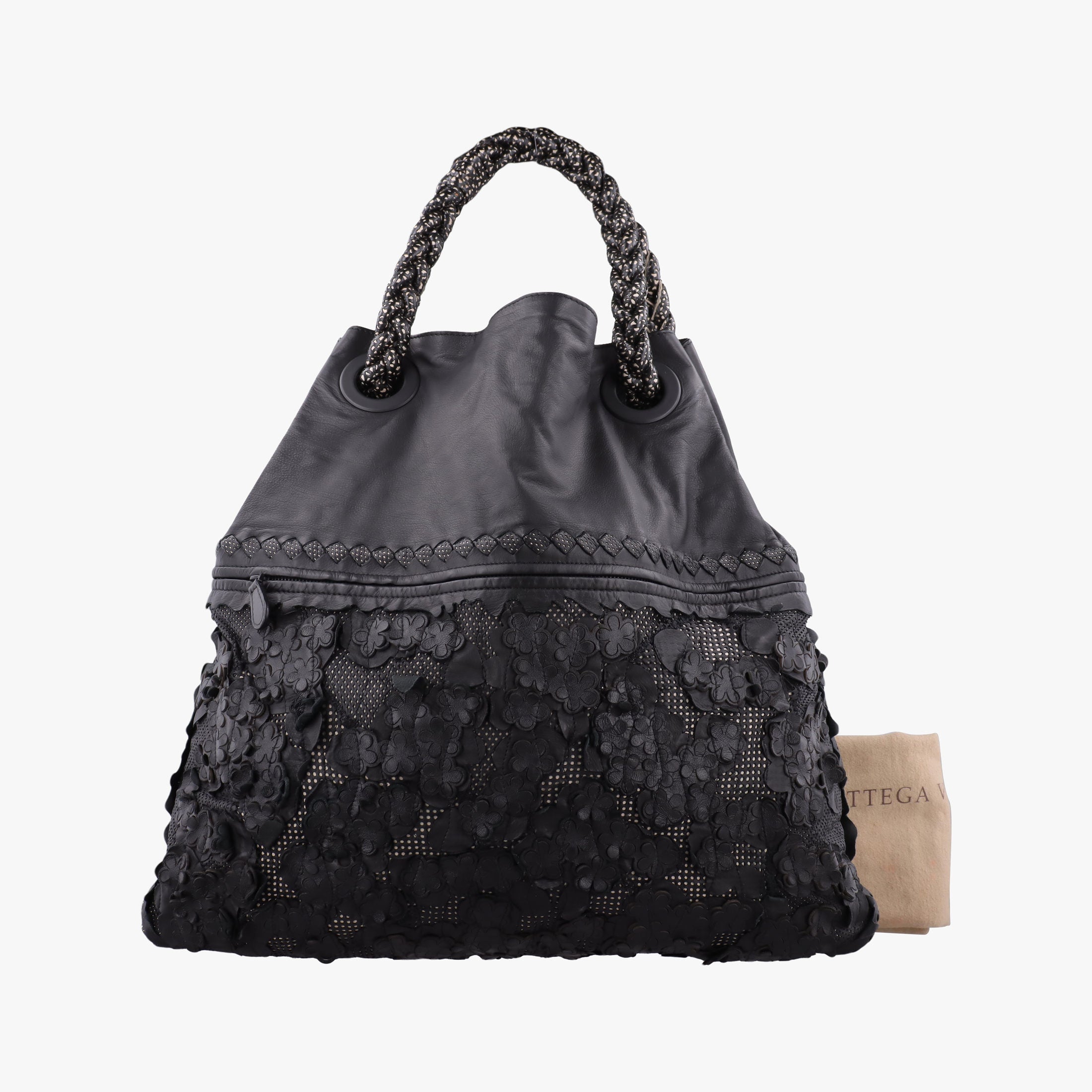Laser-cut Floral Applique Limited Edition Black Leather 278224 VT610 9613 EPEV 2011 3806 A限定 フラワー パッチワーク ブラック レザー 278224 VT610 9613 EPEV 2011 3806 A