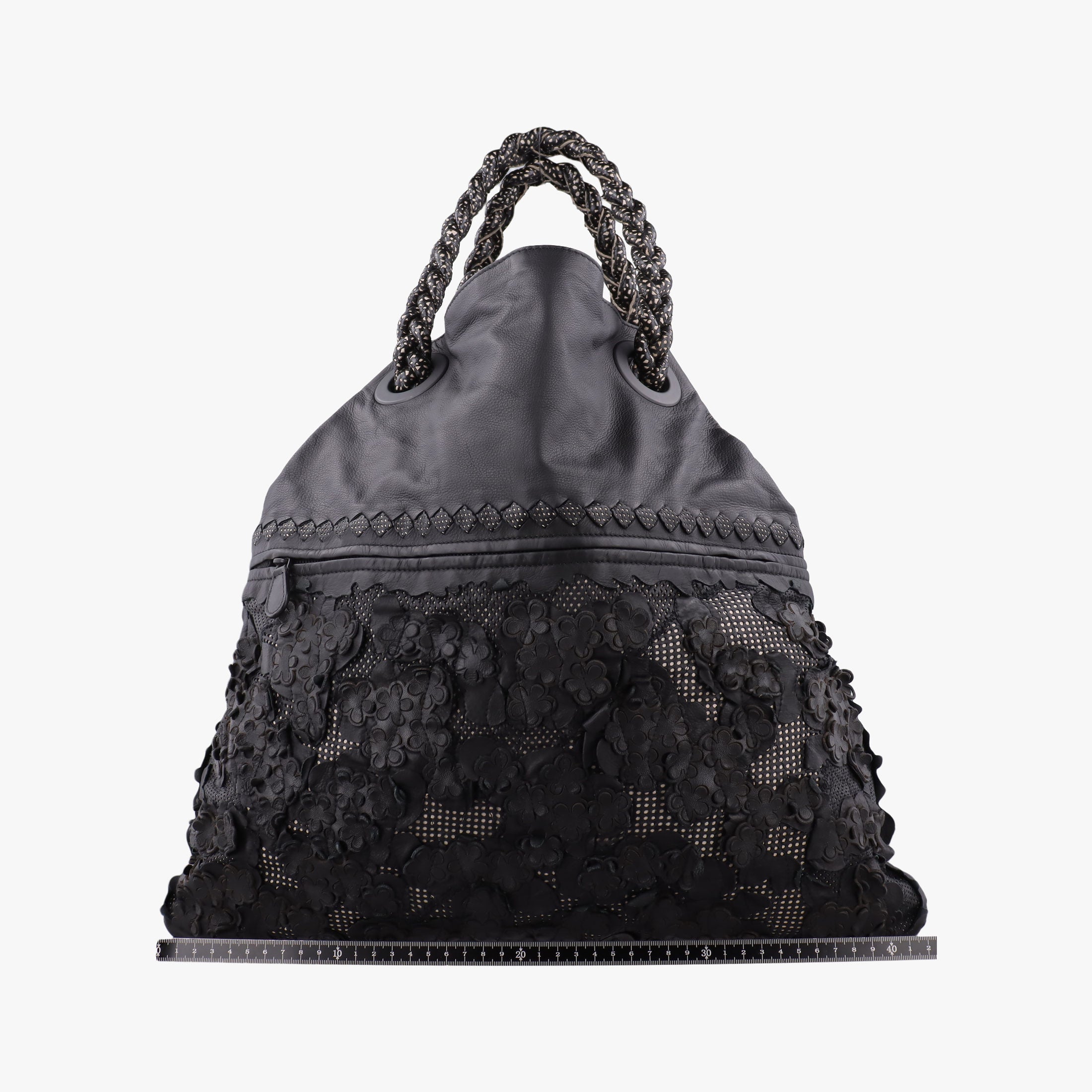 Laser-cut Floral Applique Limited Edition Black Leather 278224 VT610 9613 EPEV 2011 3806 A限定 フラワー パッチワーク ブラック レザー 278224 VT610 9613 EPEV 2011 3806 A