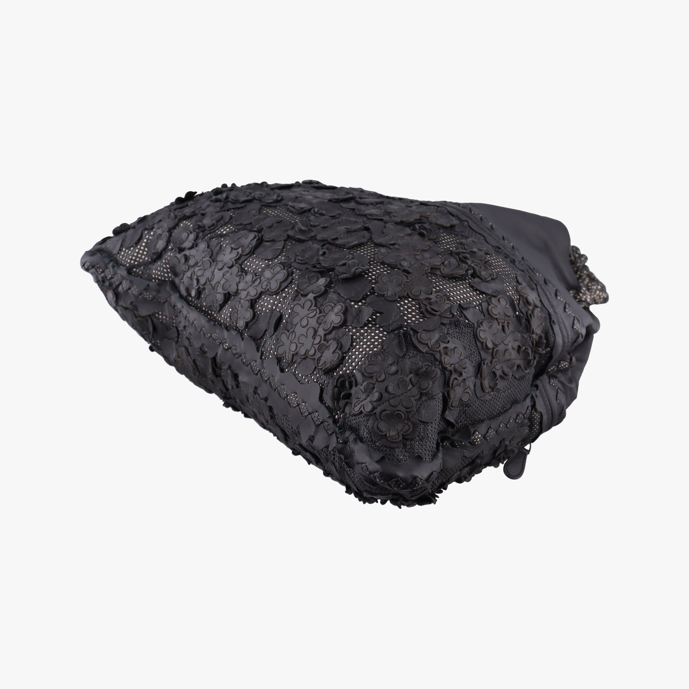 Laser-cut Floral Applique Limited Edition Black Leather 278224 VT610 9613 EPEV 2011 3806 A限定 フラワー パッチワーク ブラック レザー 278224 VT610 9613 EPEV 2011 3806 A