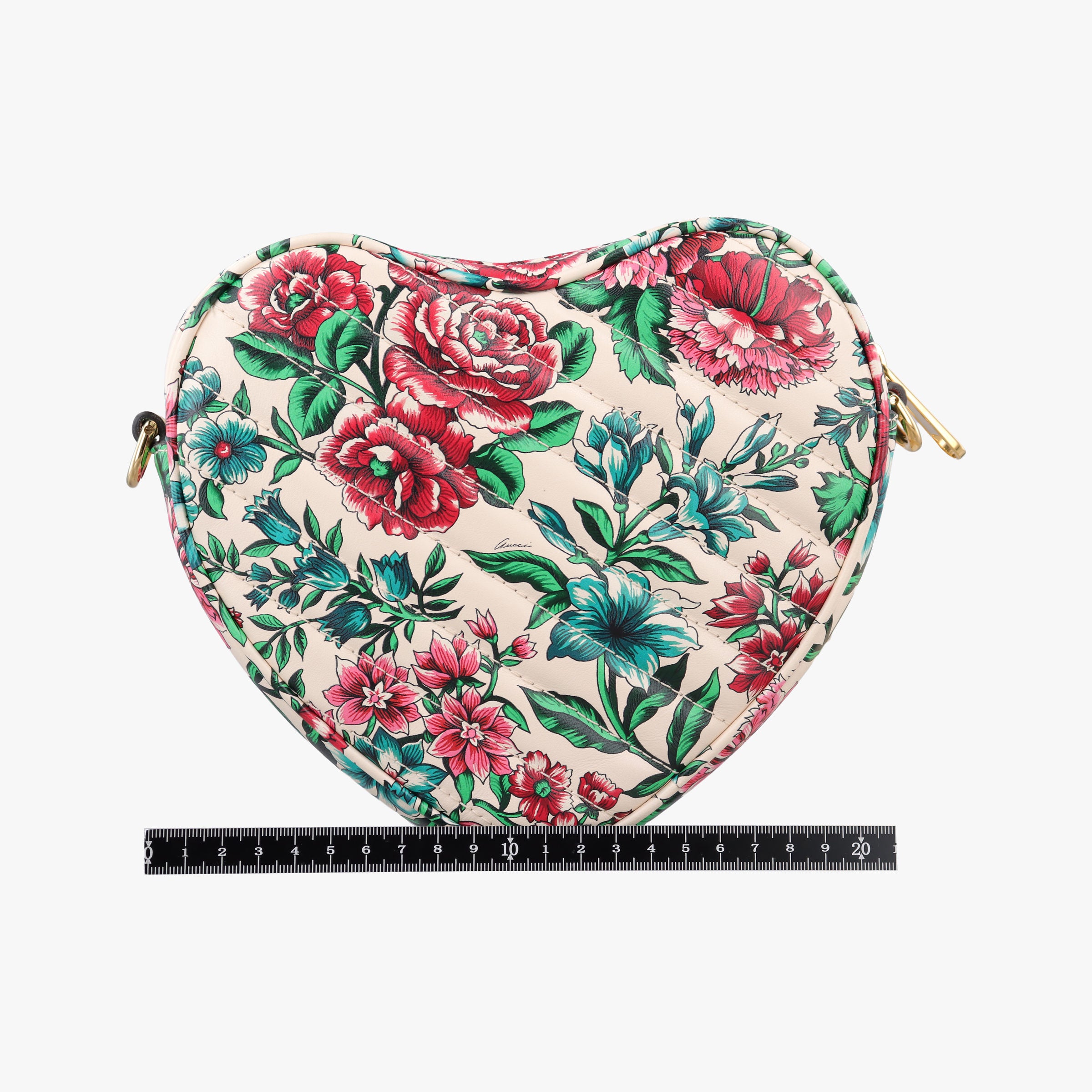 GG Marmont Flower Print Heart Multicolour Leather 740355 A040805972GGマーモント フラワー プリント ハート マルチカラー レザー 740355 A040805972