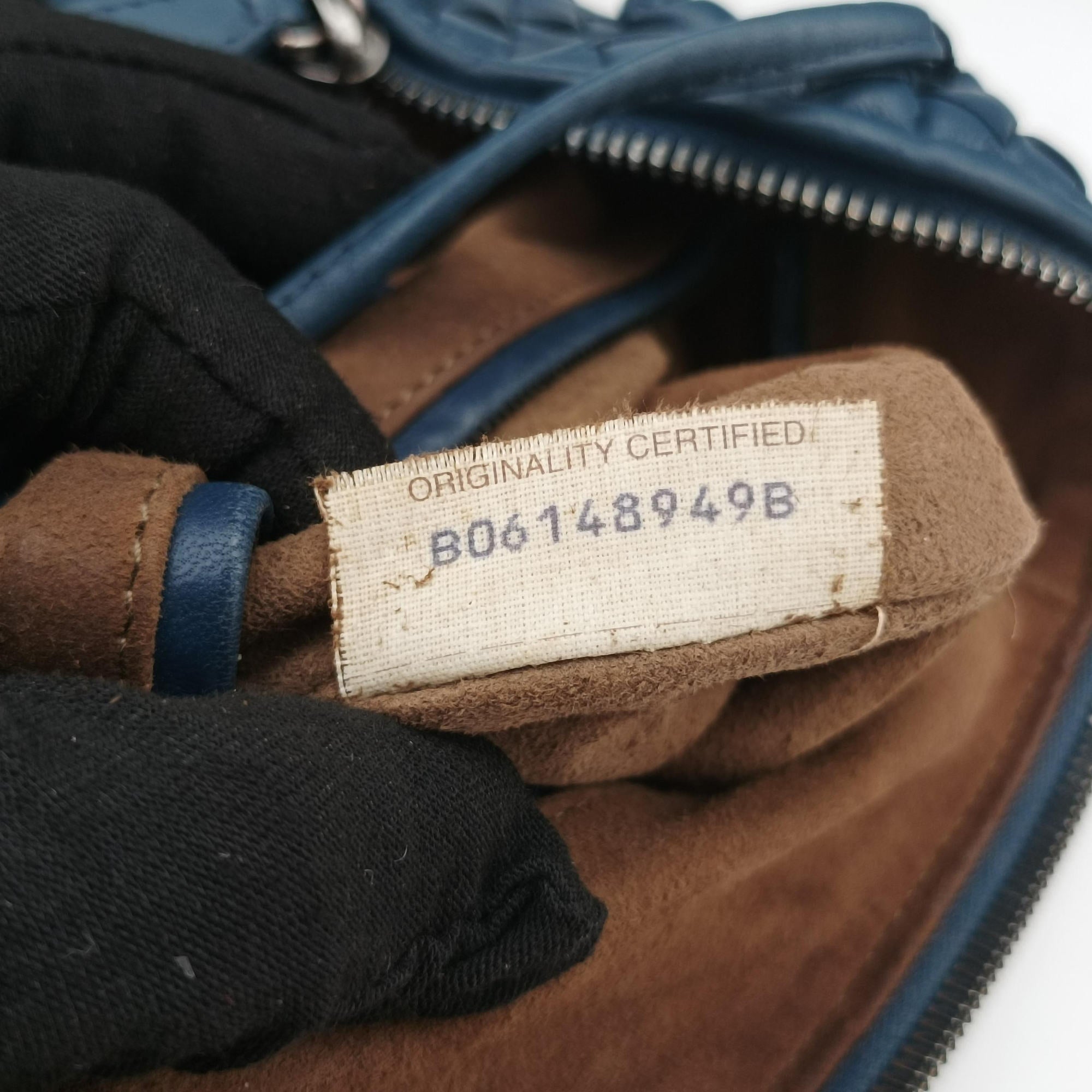 NODINI Intrecciato Blue lambskin B06148949Bノディーニ イントレチャート ブルー ラムスキン B06148949B