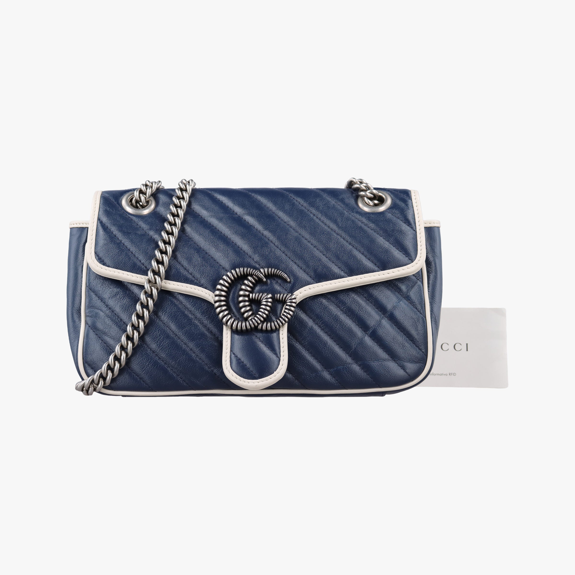 GG Marmont Blue Leather 443497 F031908661GGマーモント ブルー レザー 443497 F031908661