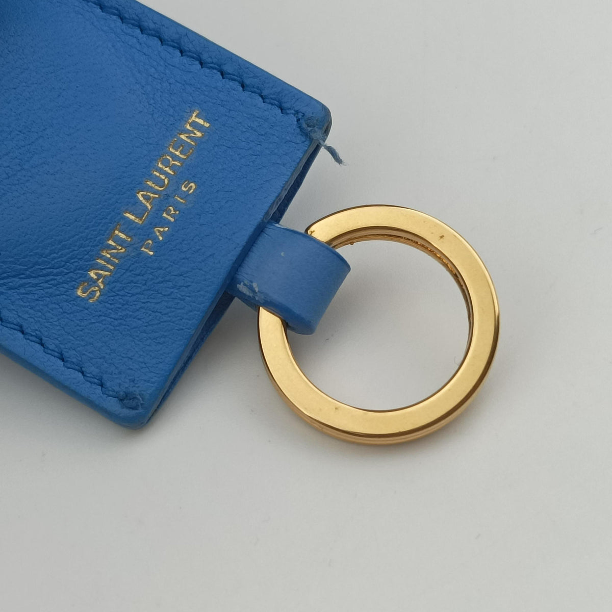 Pre-owned Yves Saint Laurent BABY CABAS Blue Leather 400914 shoulderbag | stylenewstar