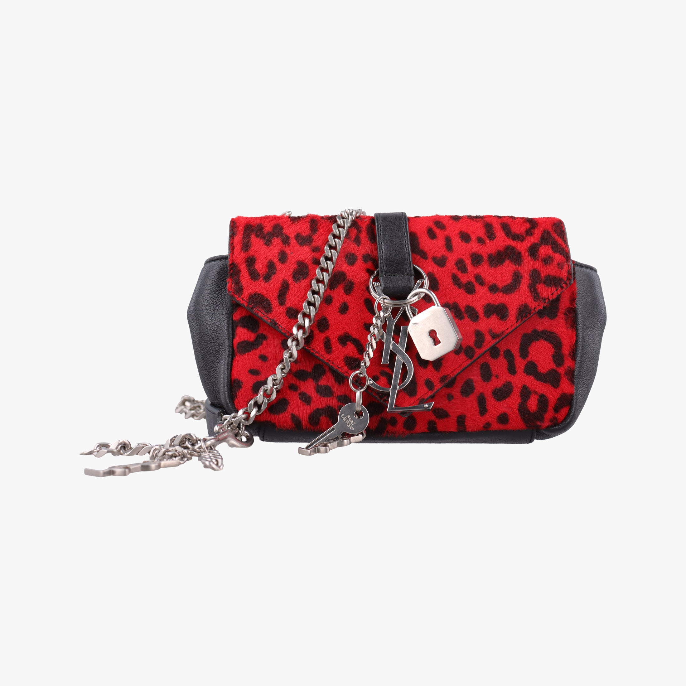 Monogram Leopard Print Baby Punk Chain Red×Black Pony hair x Leather 401648 CLD401648.0715モノグラム レオパードプリント ベビーパンクチェーン レッド×ブラック ハラコ×レザー 401648 CLD401648.0715