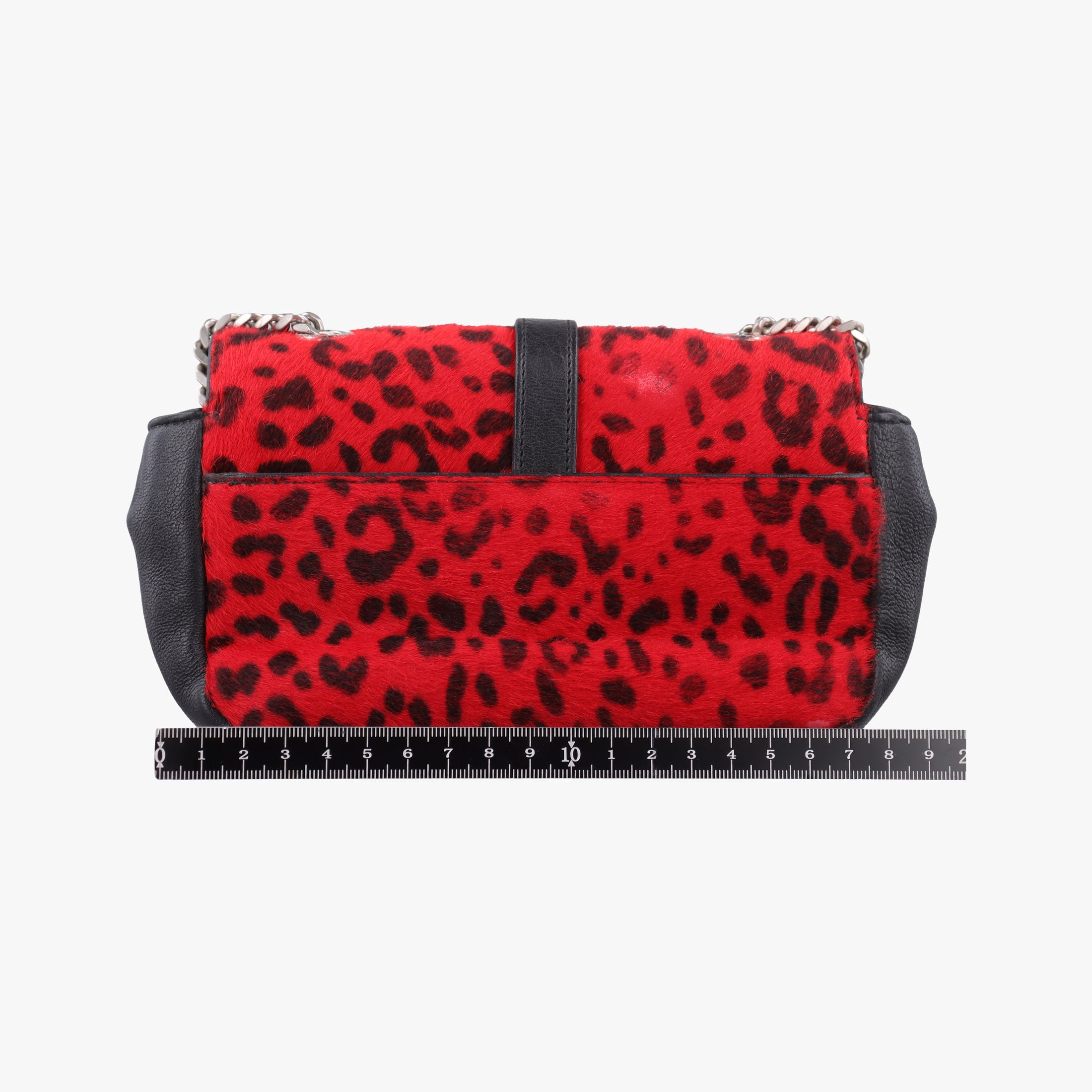 Monogram Leopard Print Baby Punk Chain Red×Black Pony hair x Leather 401648 CLD401648.0715モノグラム レオパードプリント ベビーパンクチェーン レッド×ブラック ハラコ×レザー 401648 CLD401648.0715